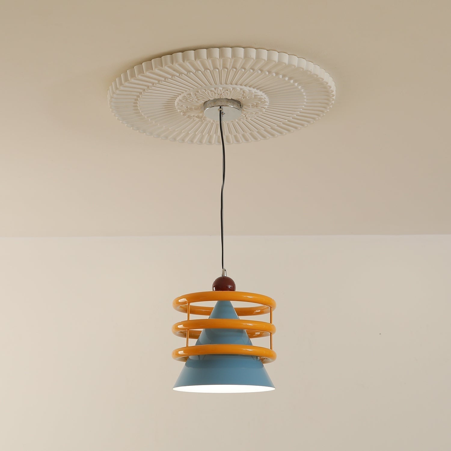 Sowden Suspension Cône Bleu Anneaux Orange