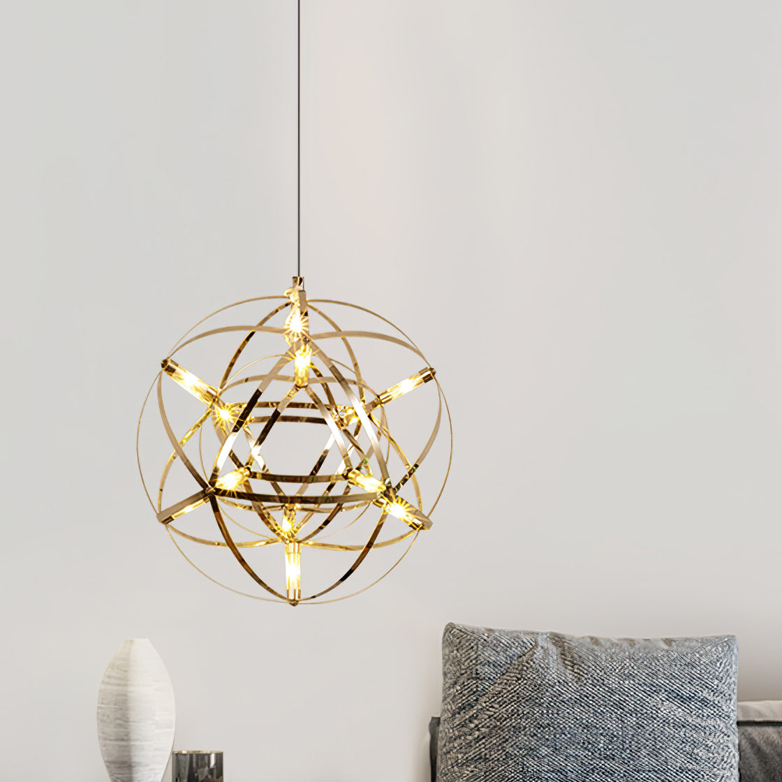 Ivthayra Suspension Boule Dorée de Luxe Postmoderne