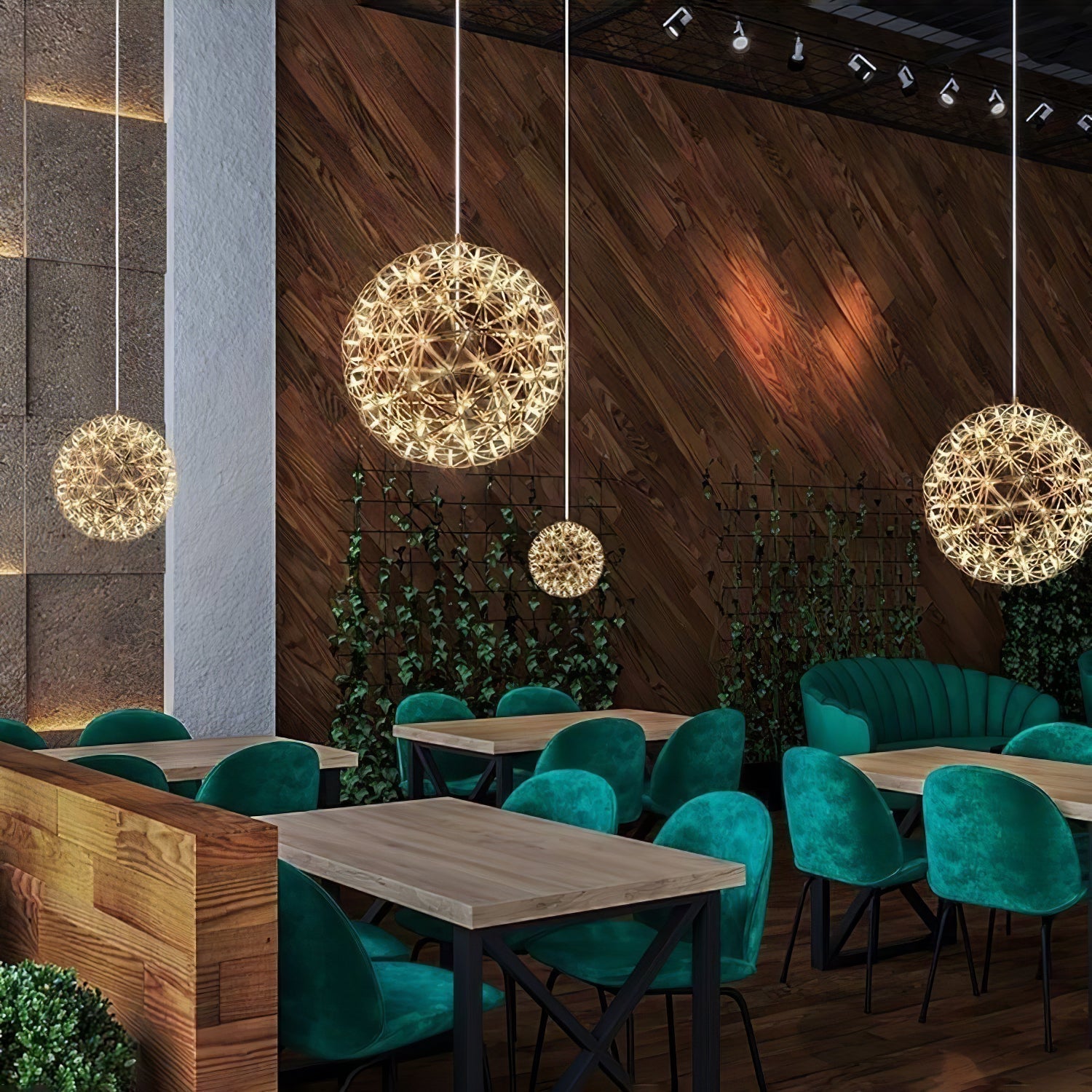 Ivthayra Suspension Boule Dorée de Luxe Postmoderne