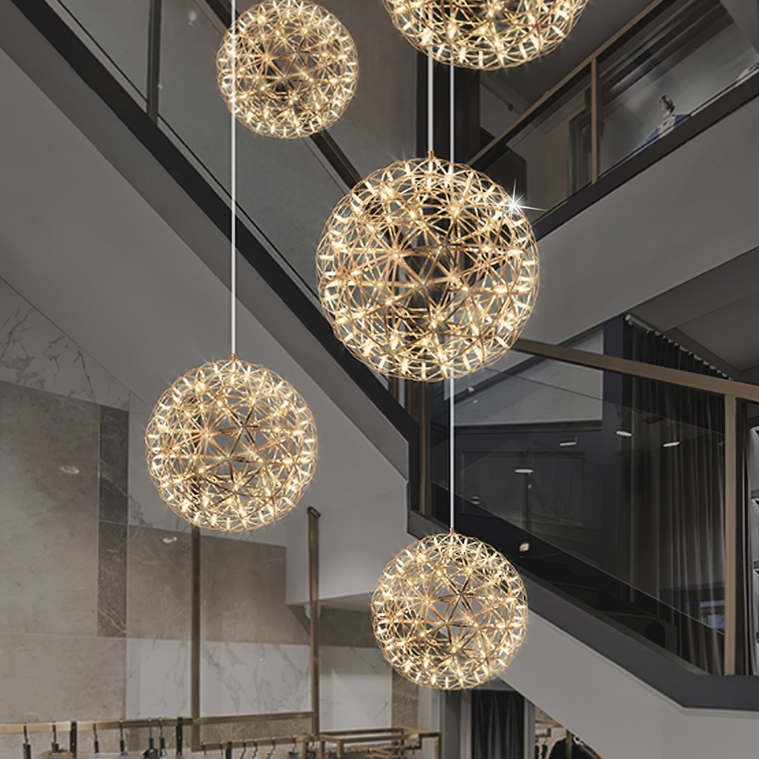 Ivthayra Suspension Boule Dorée de Luxe Postmoderne