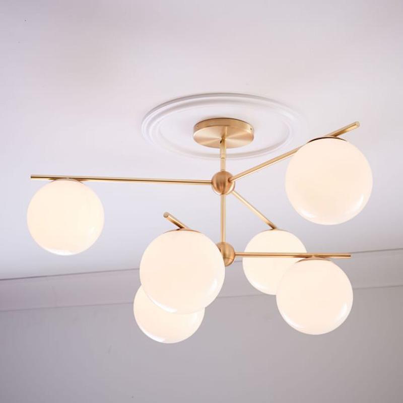 Lustra Lustre Sphère & Tige Moderne Or LED