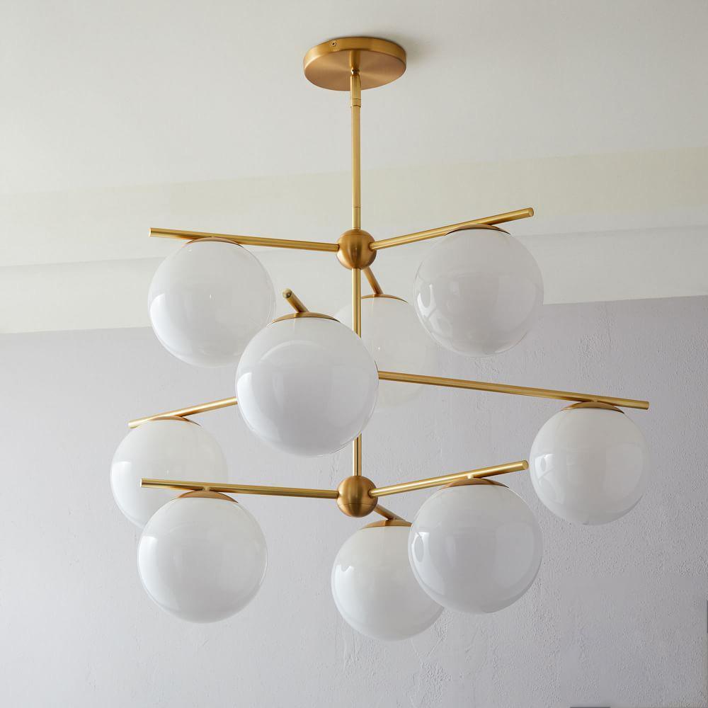 Lustra Lustre Sphère & Tige Moderne Or LED