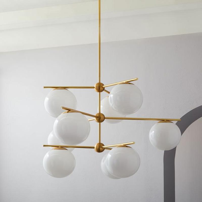 Lustra Lustre Sphère & Tige Moderne Or LED