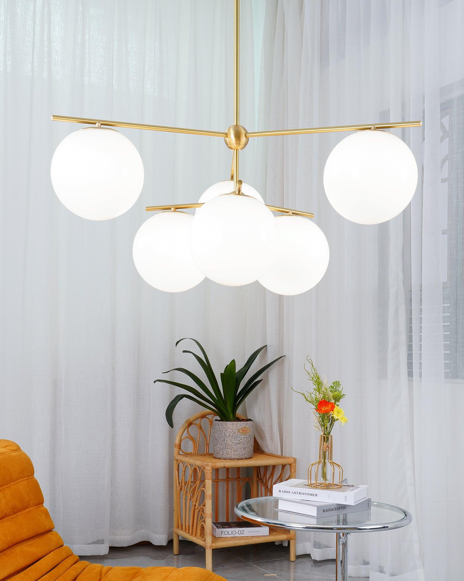 Lustra Lustre Sphère & Tige Moderne Or LED