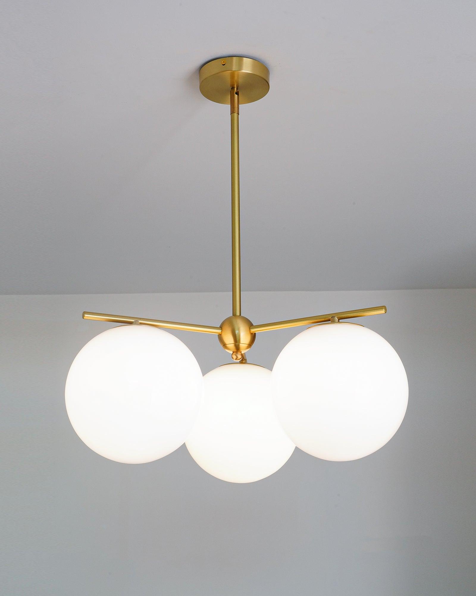 Lustra Lustre Sphère & Tige Moderne Or LED