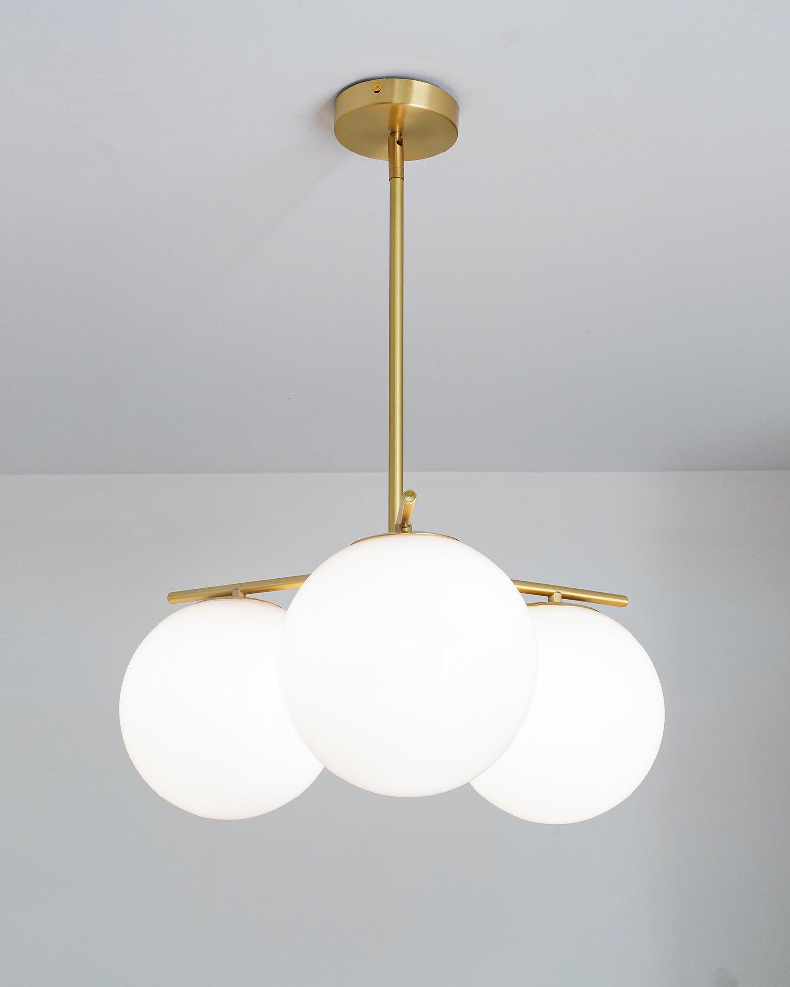 Lustra Lustre Sphère & Tige Moderne Or LED