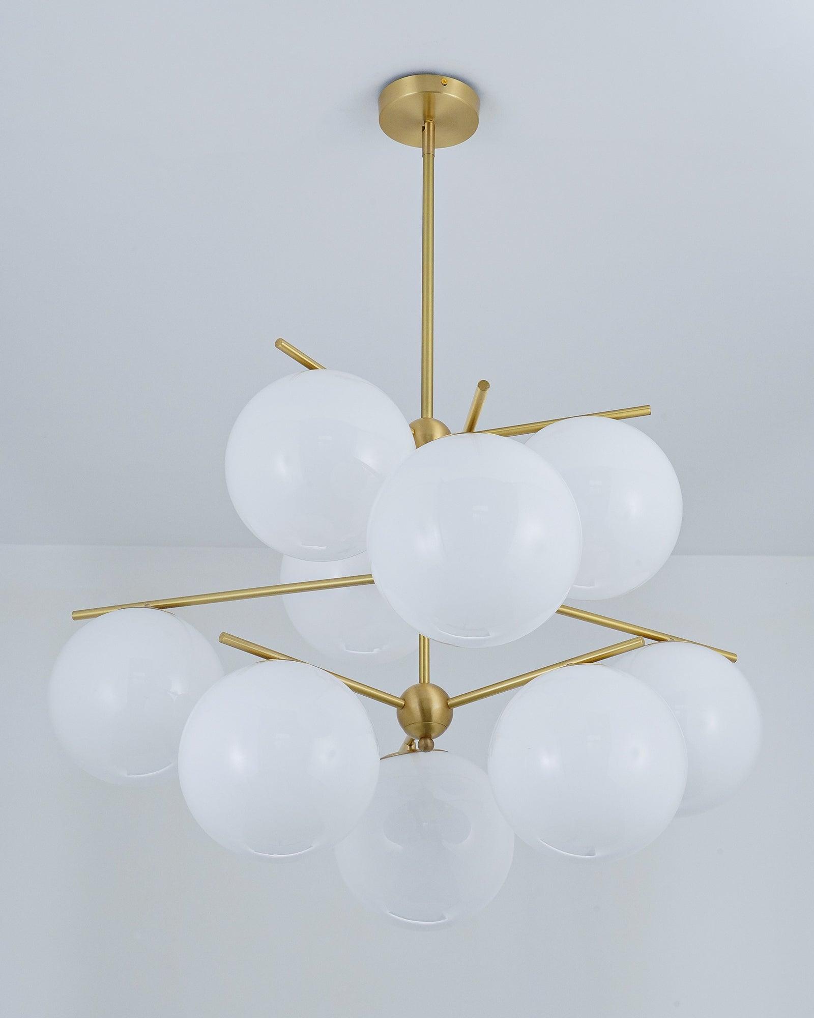 Lustra Lustre Sphère & Tige Moderne Or LED