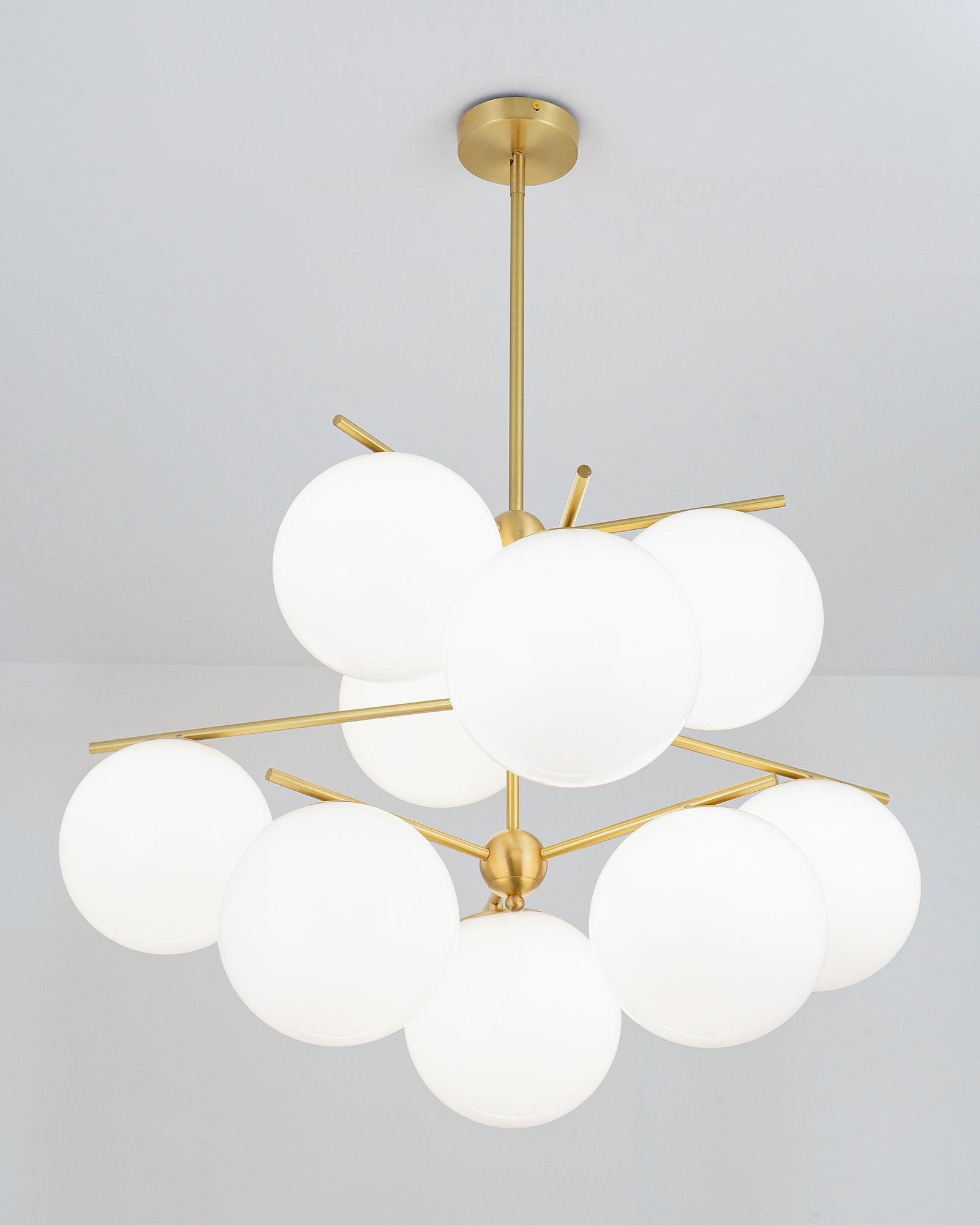 Lustra Lustre Sphère & Tige Moderne Or LED