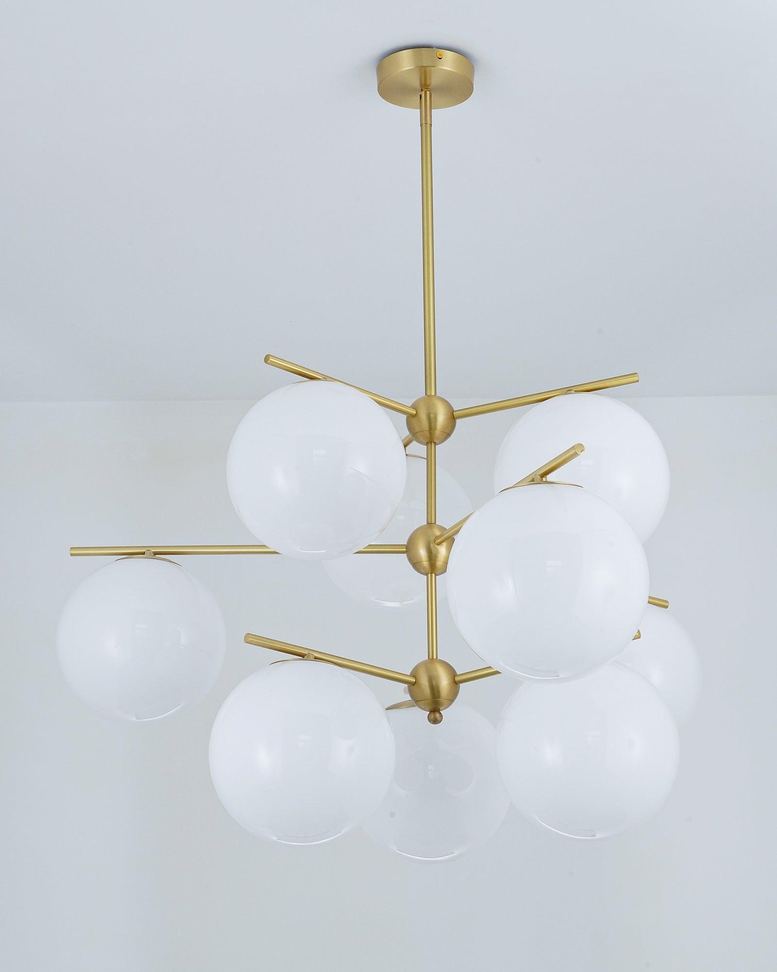 Lustra Lustre Sphère & Tige Moderne Or LED