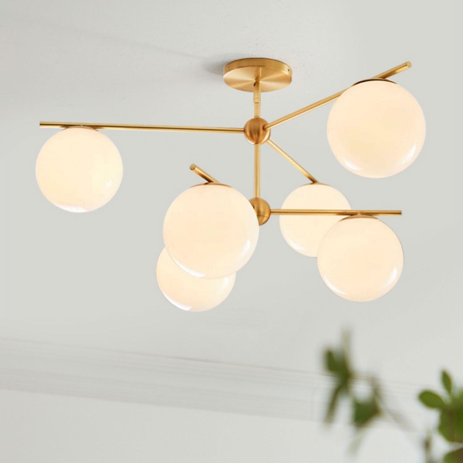 Lustra Lustre Sphère & Tige Moderne Or LED