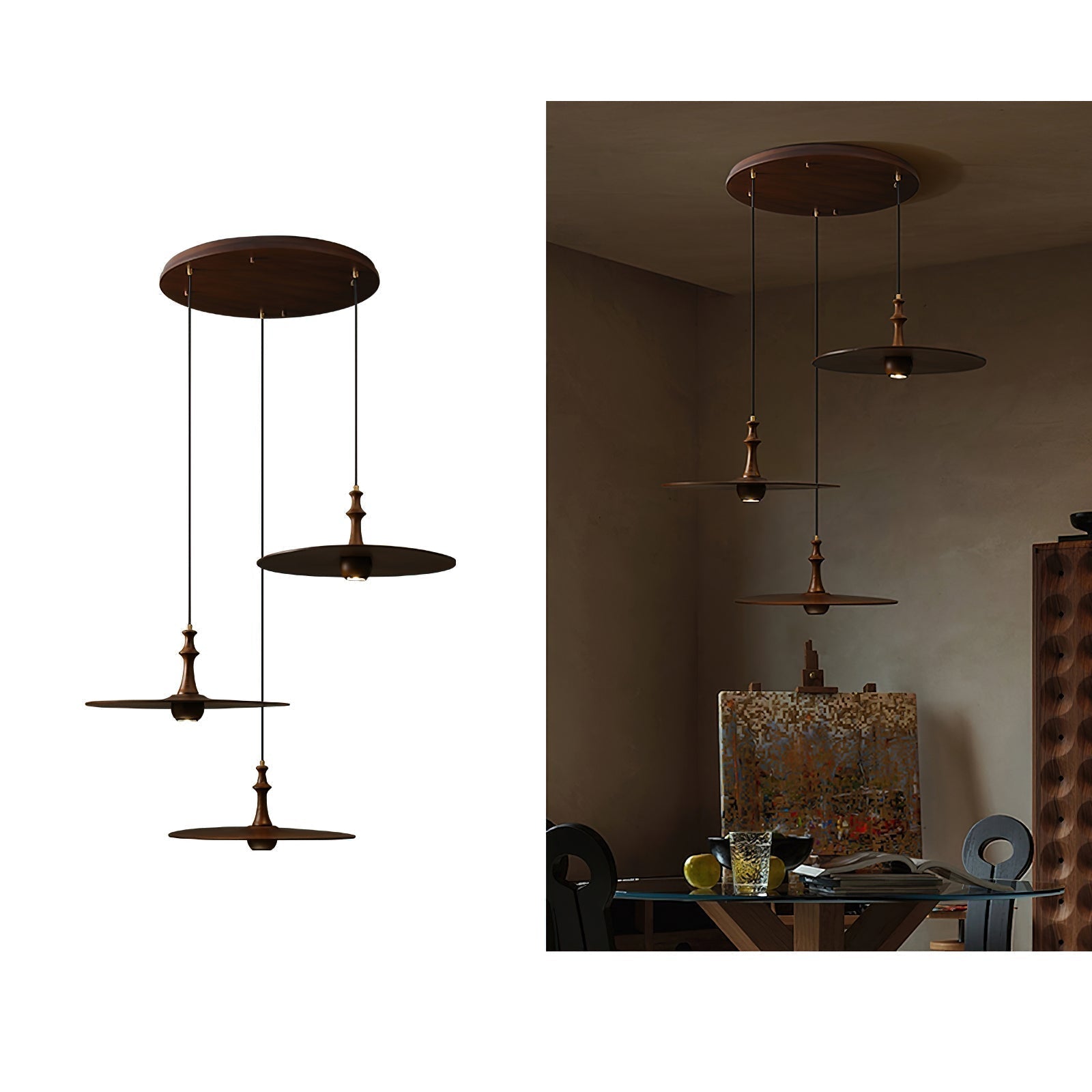 Syrinyra Suspension Sculpturale Disque Bois