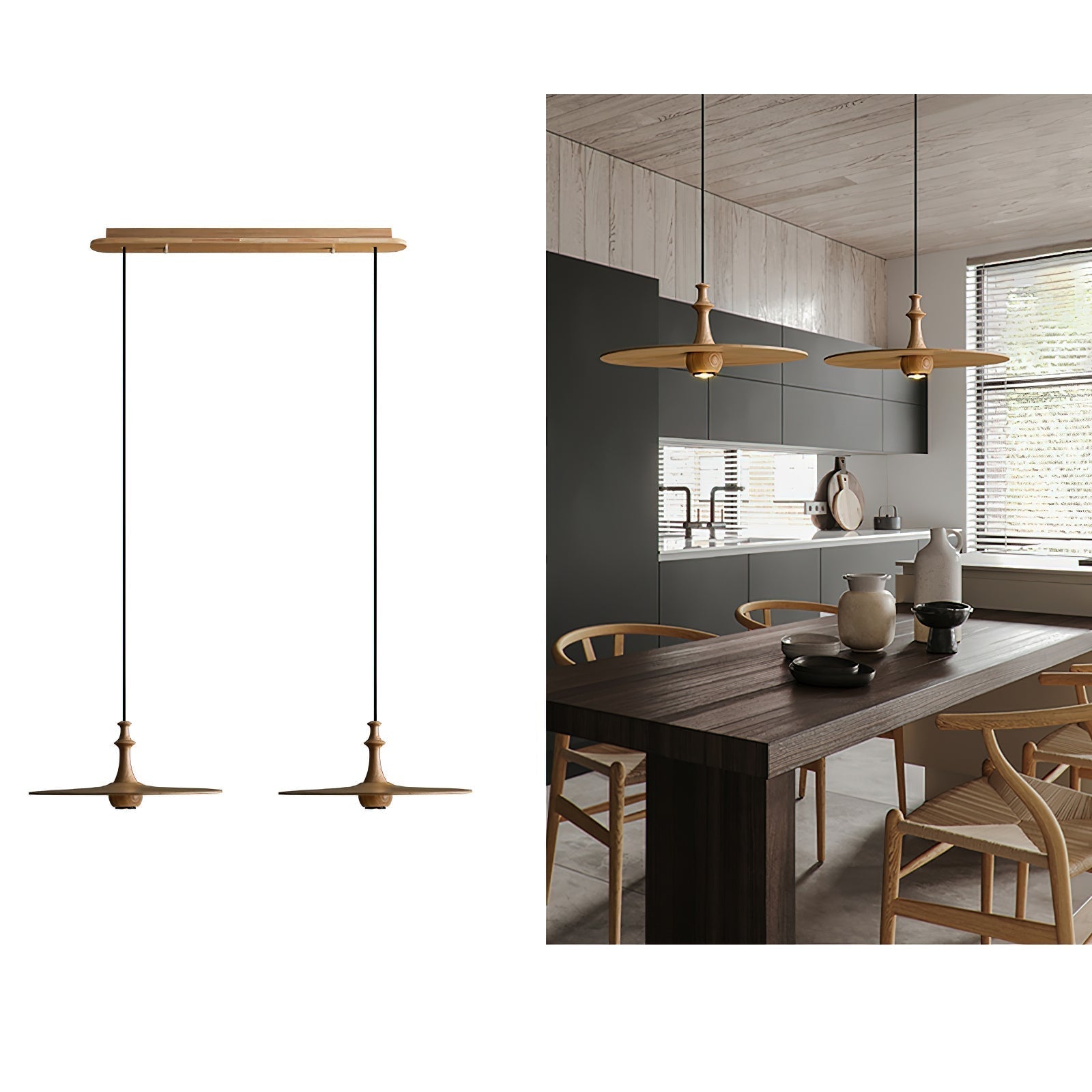 Syrinyra Suspension Sculpturale Disque Bois
