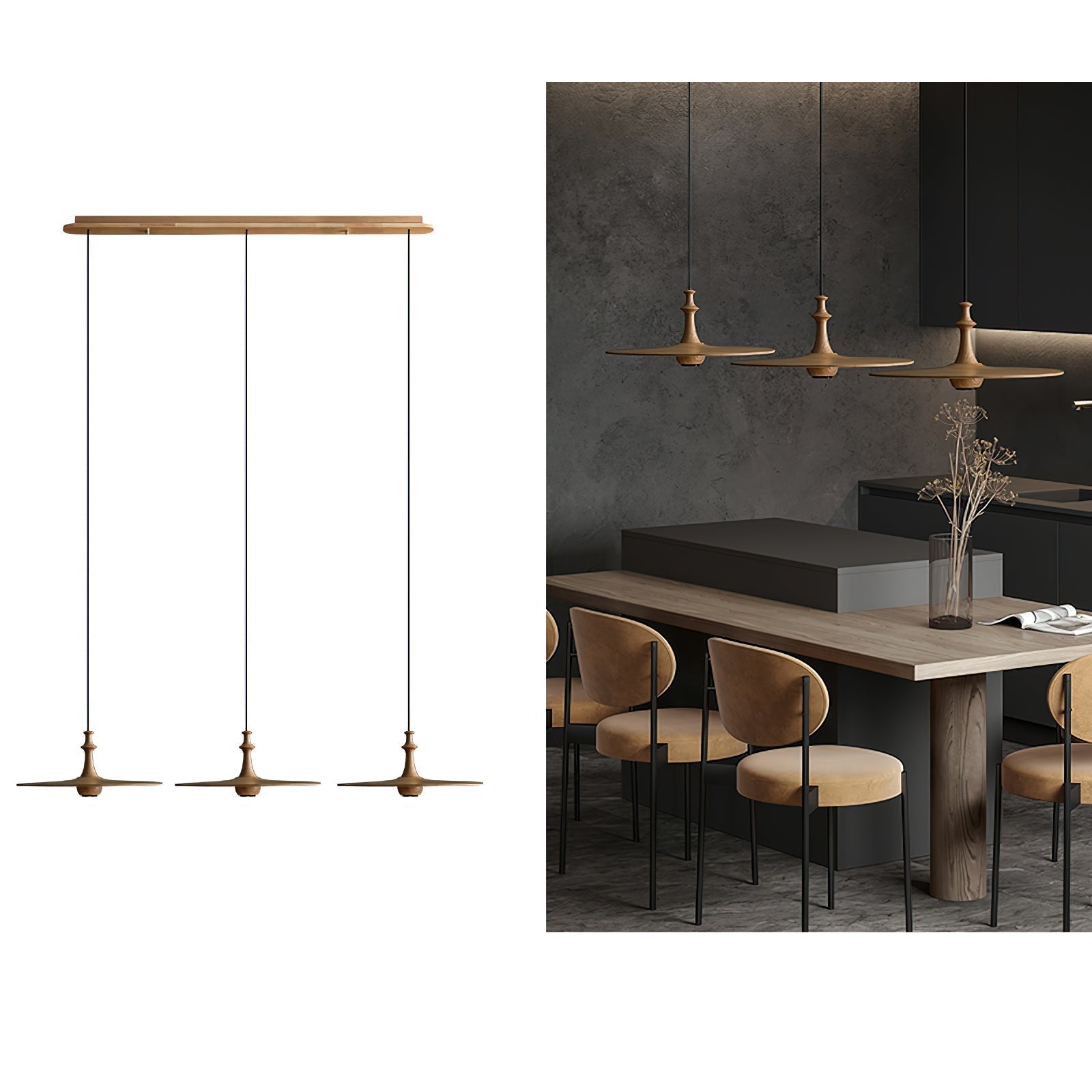 Syrinyra Suspension Sculpturale Disque Bois