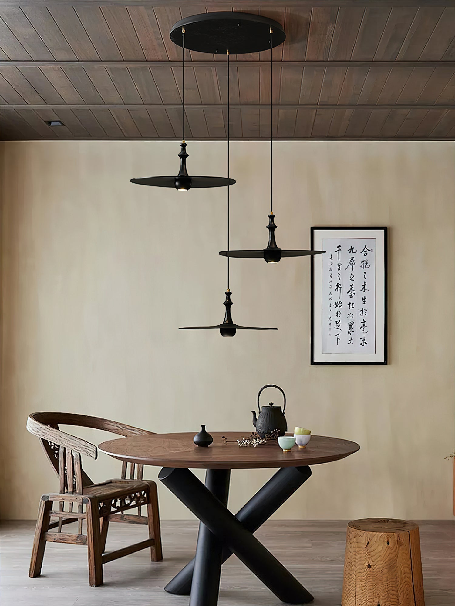 Syrinyra Suspension Sculpturale Disque Bois
