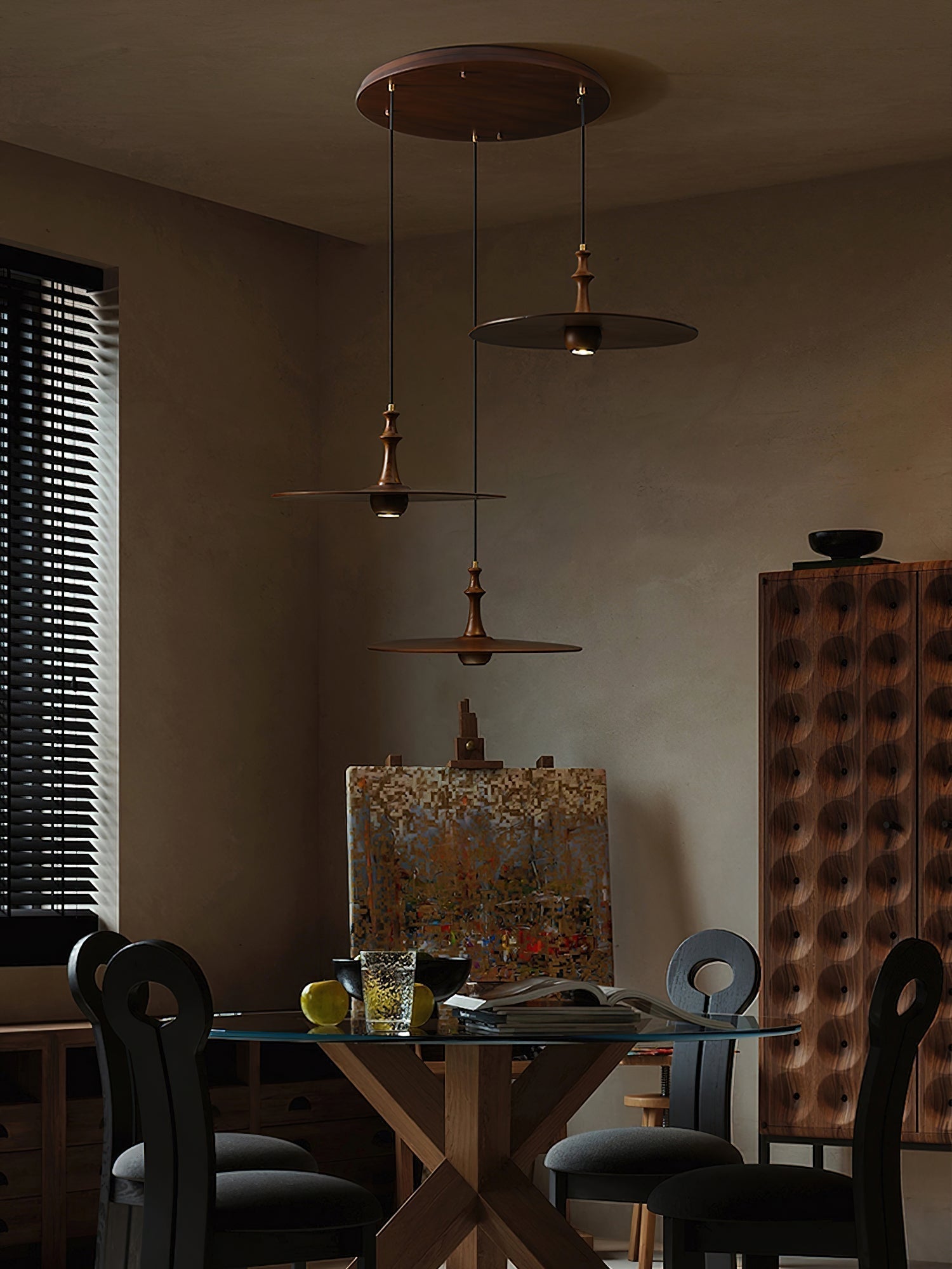 Syrinyra Suspension Sculpturale Disque Bois