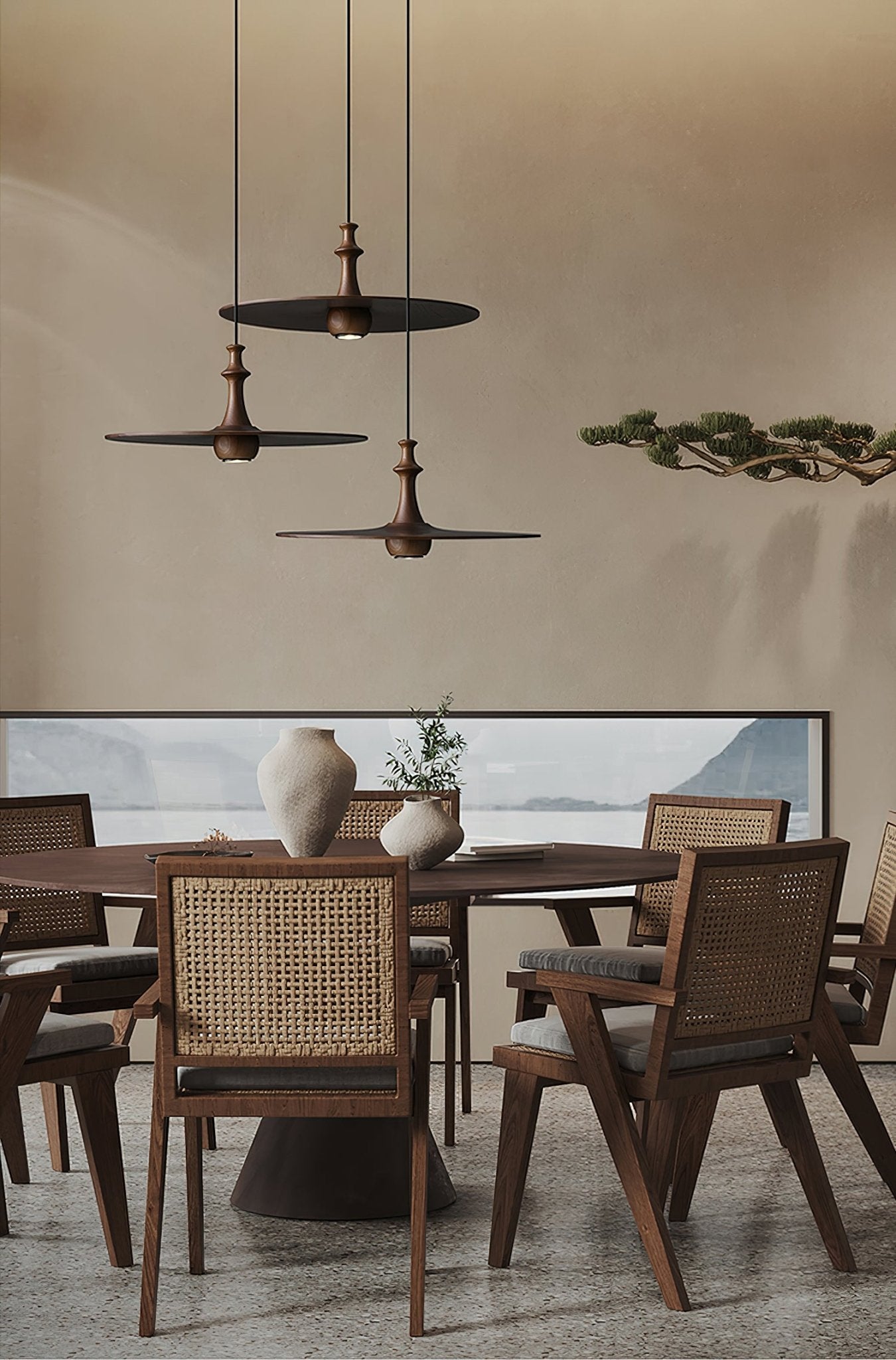 Syrinyra Suspension Sculpturale Disque Bois