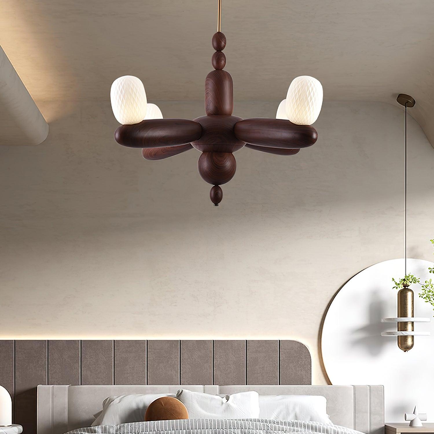 Stanza Lustre Bras Courbés en Bois