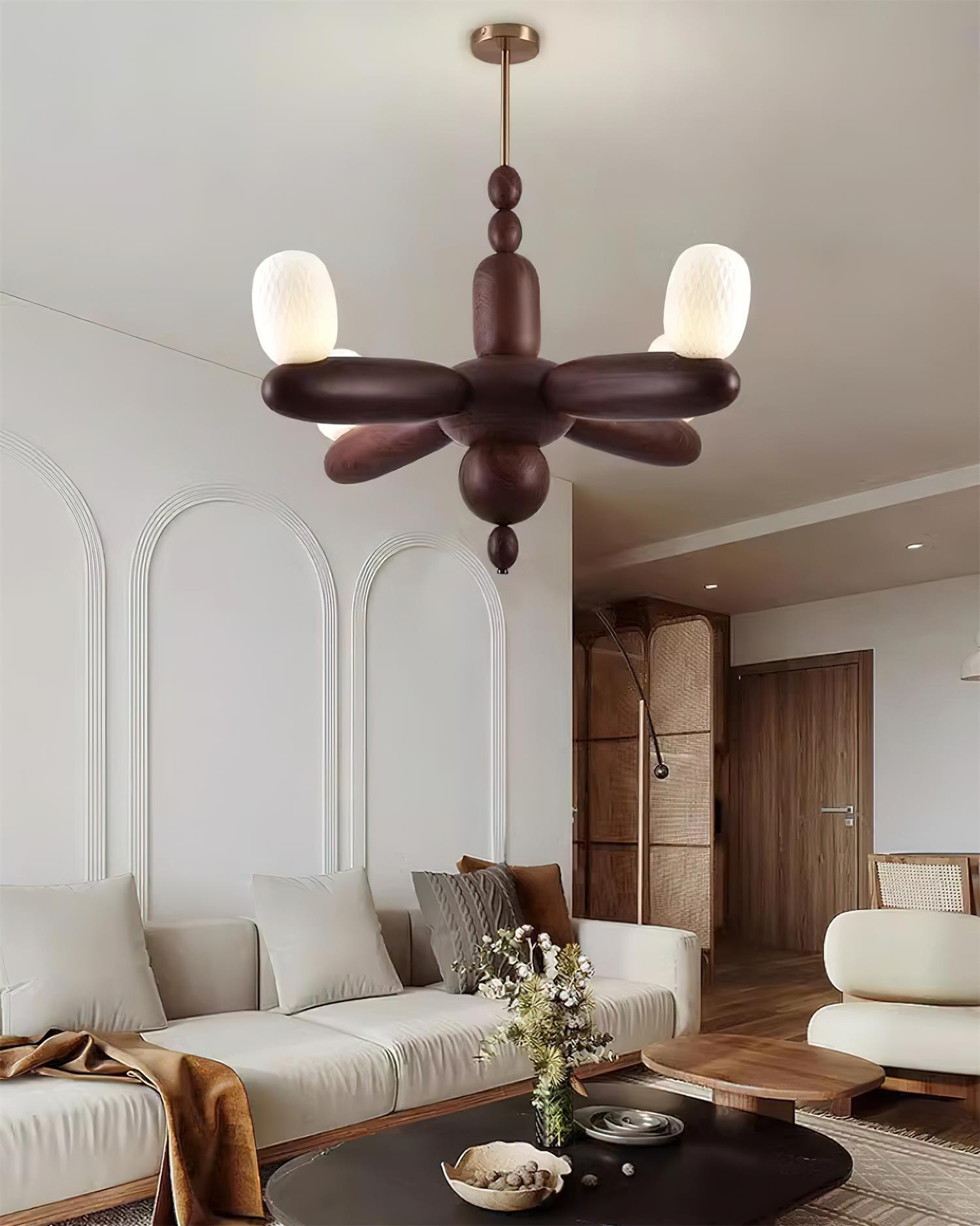 Stanza Lustre Bras Courbés en Bois