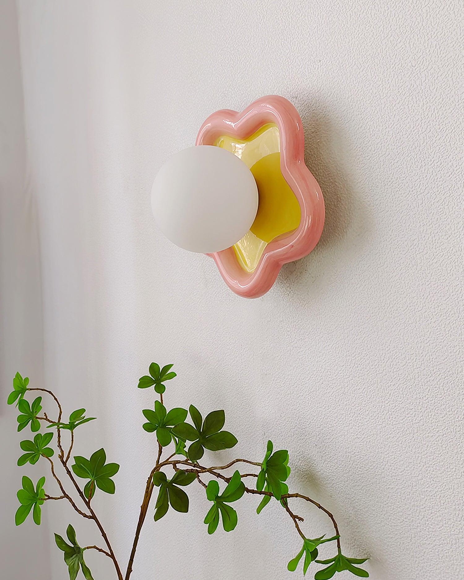 Petani Applique murale à fleurs roses et jaunes