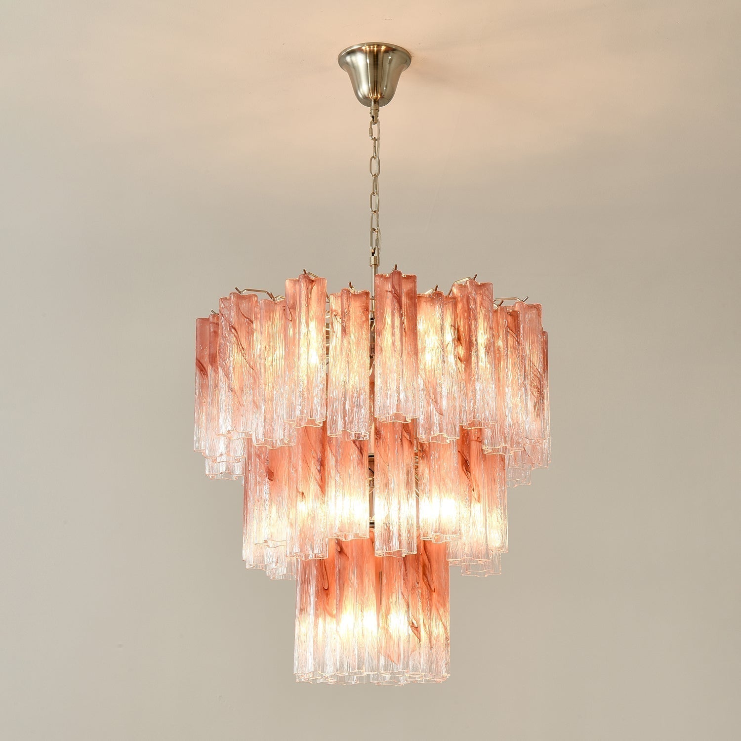 Aurora Lustre en Verre Rose Moderne