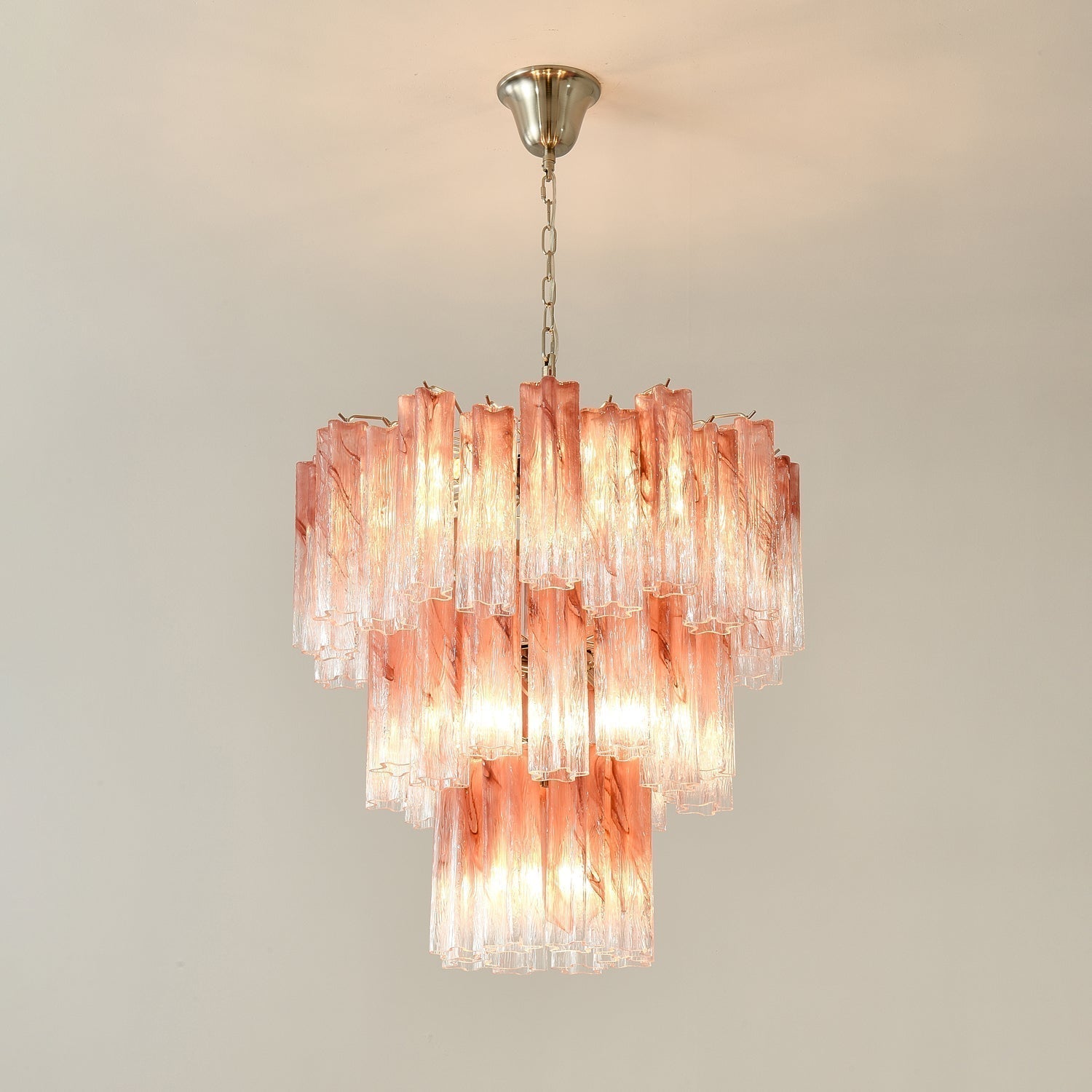 Aurora Lustre en Verre Rose Moderne