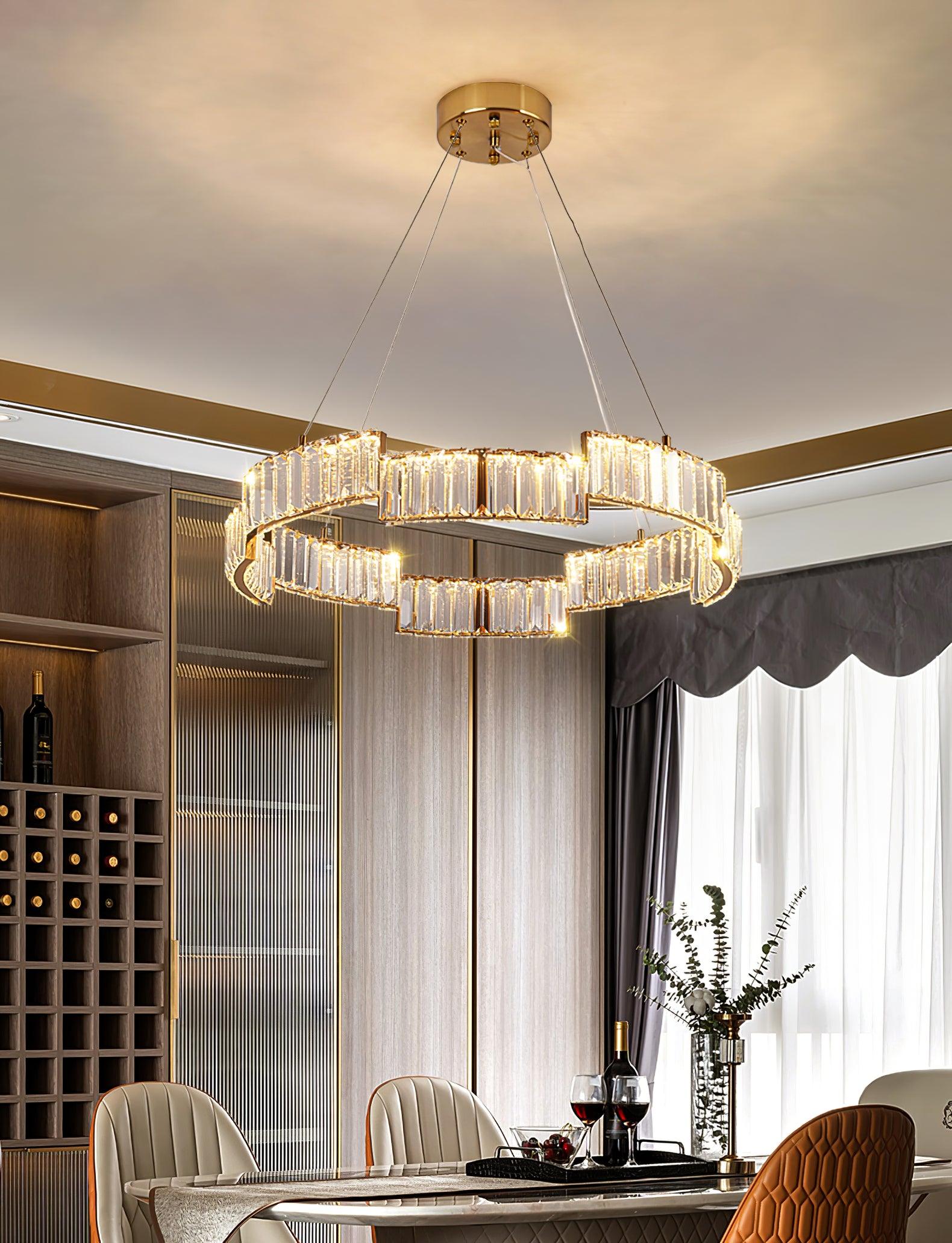 Lustra Lustre Cristal avec Cadre Doré