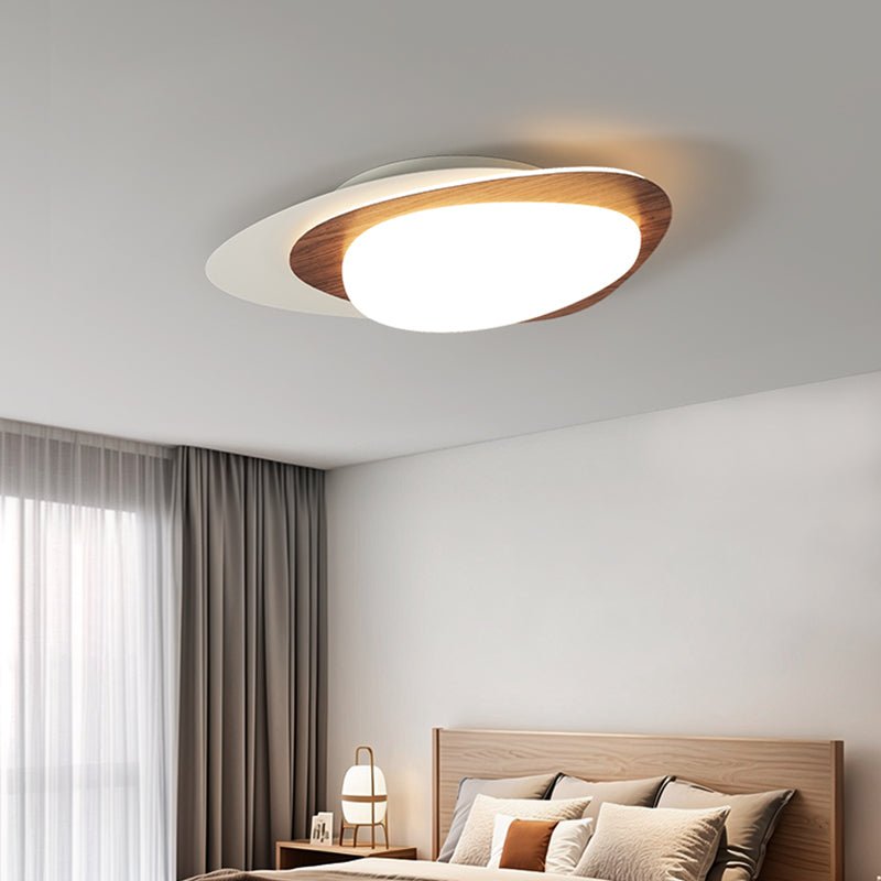 Solara Plafonnier Noyer Ovale Organique LED