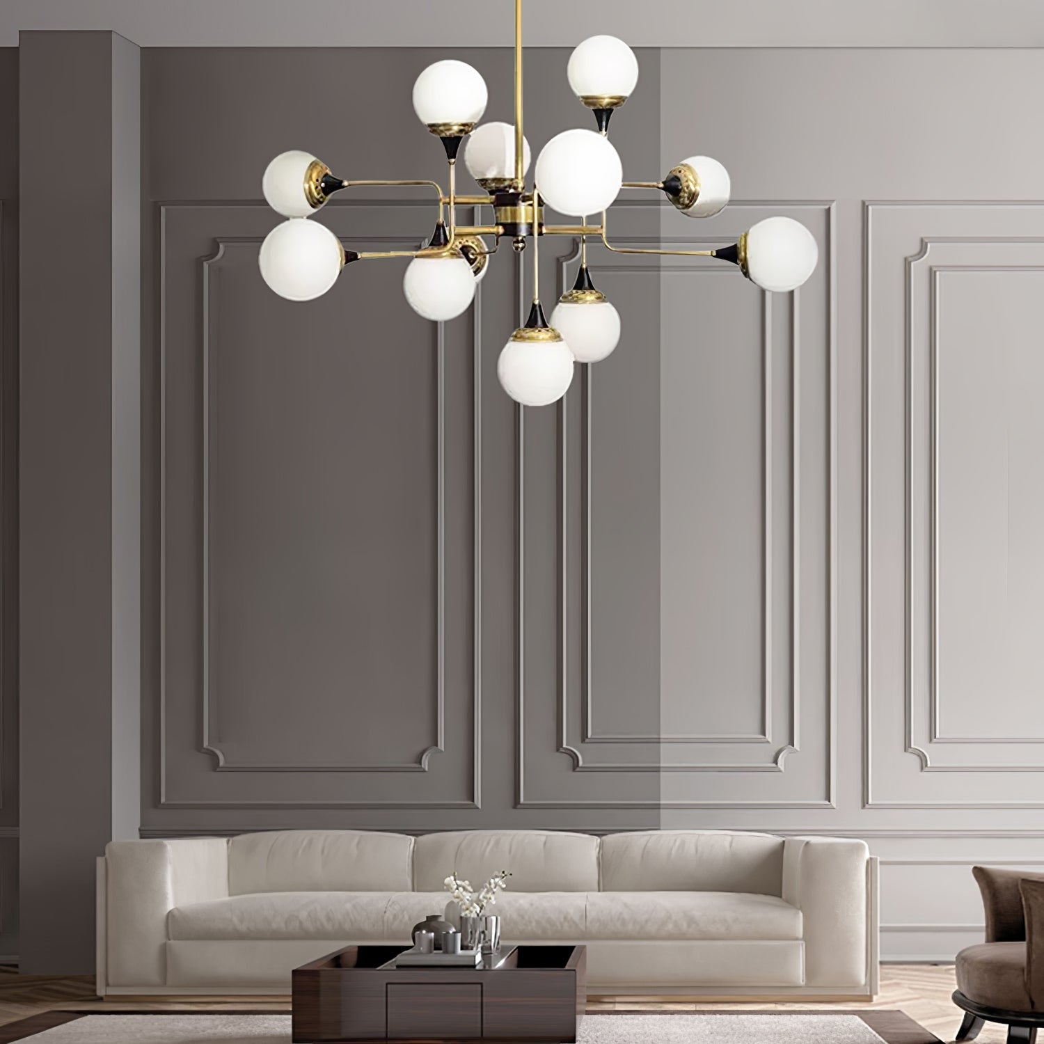 Lustra Lustre Stilnovo en Laiton Noir et Verre