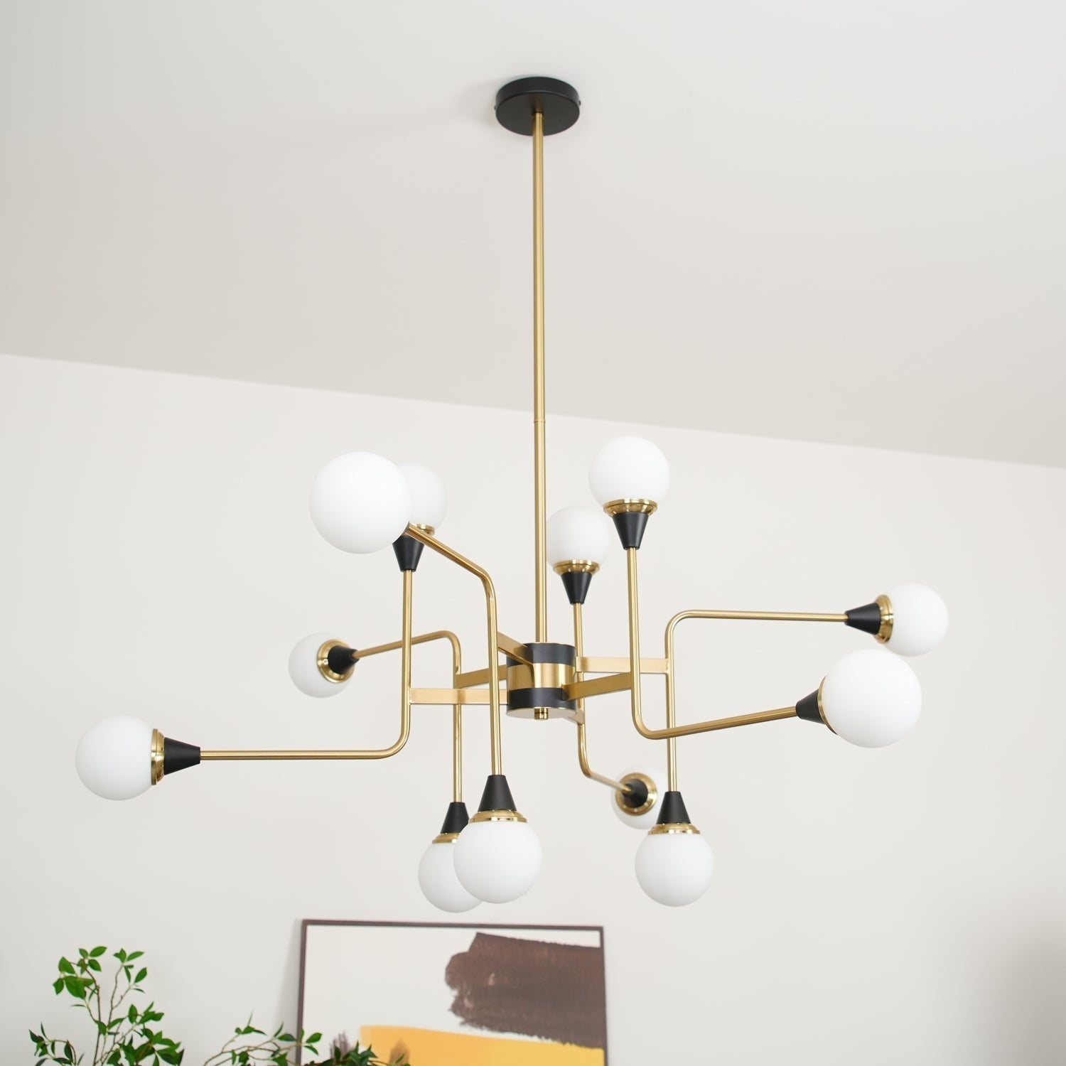 Lustra Lustre Stilnovo en Laiton Noir et Verre