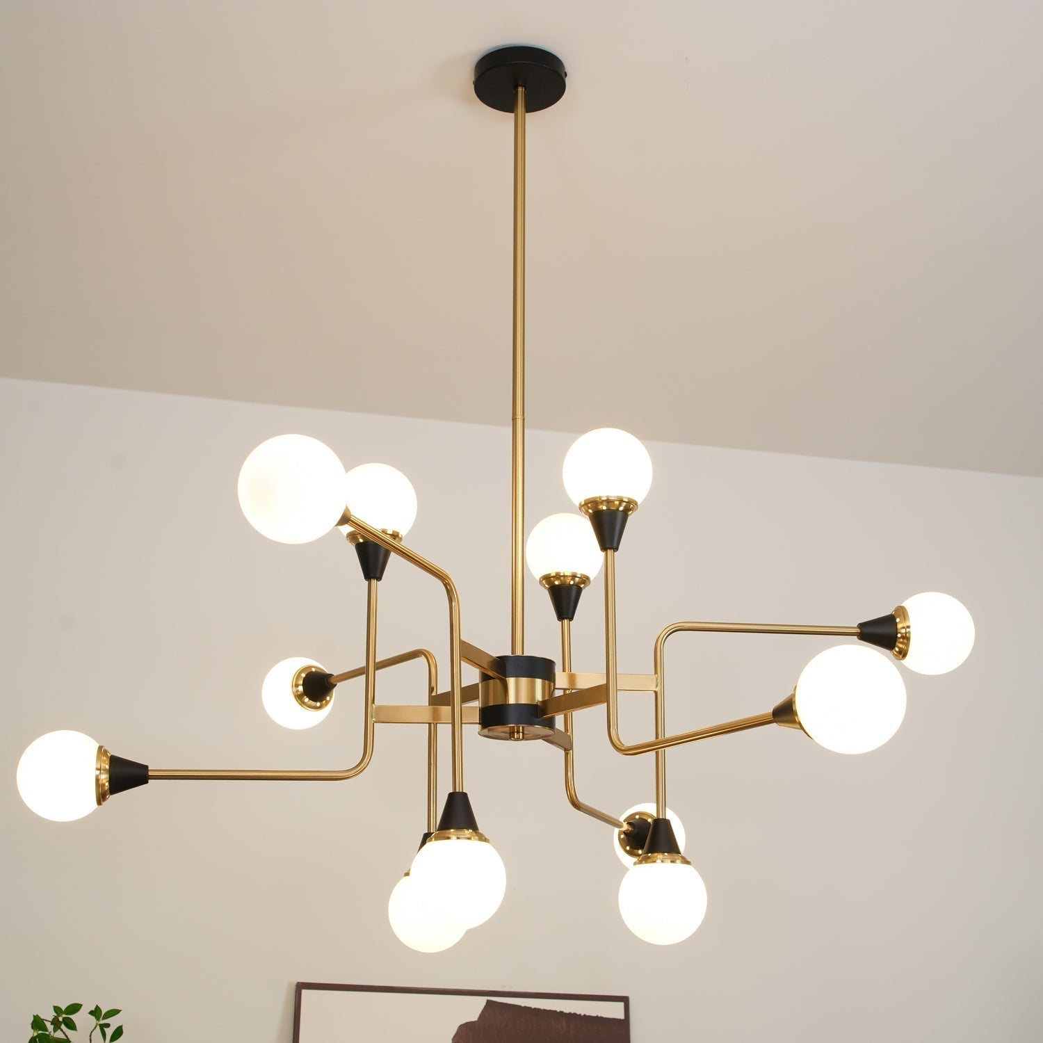 Lustra Lustre Stilnovo en Laiton Noir et Verre