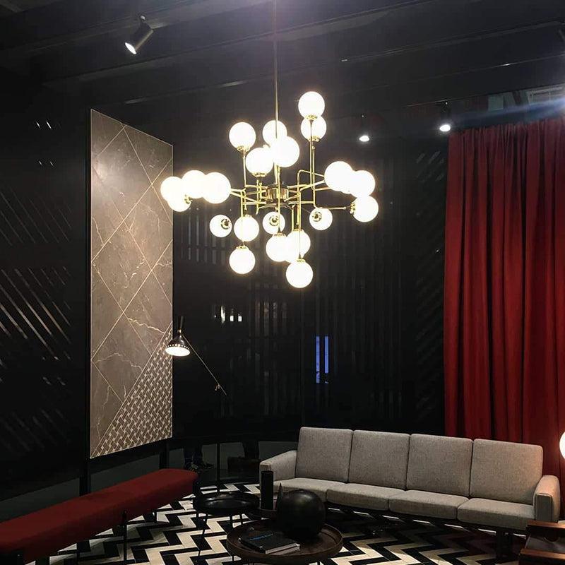 Lustra Lustre Stilnovo en Laiton Noir et Verre