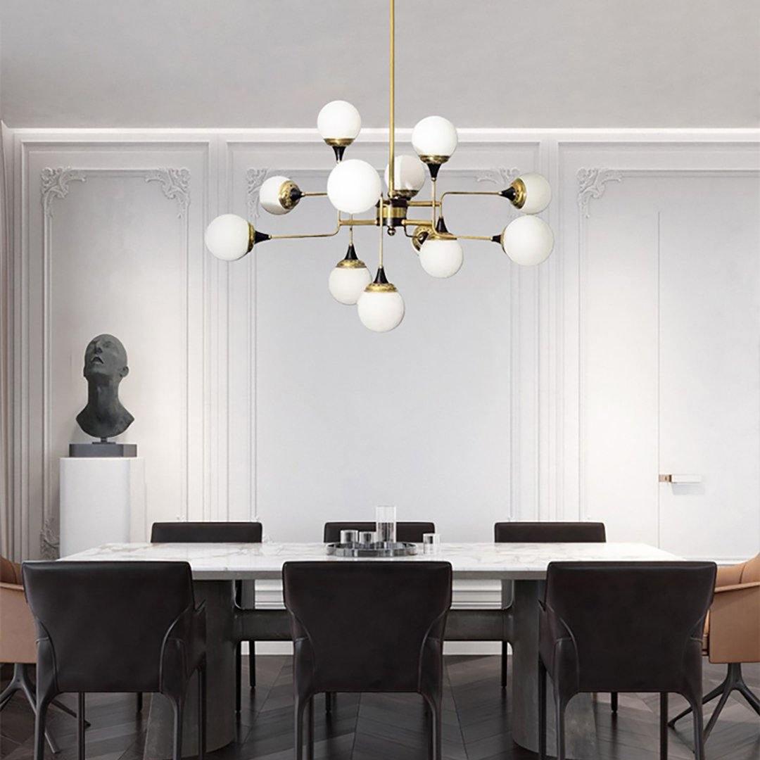 Lustra Lustre Stilnovo en Laiton Noir et Verre