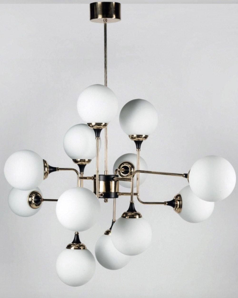 Lustra Lustre Stilnovo en Laiton Noir et Verre