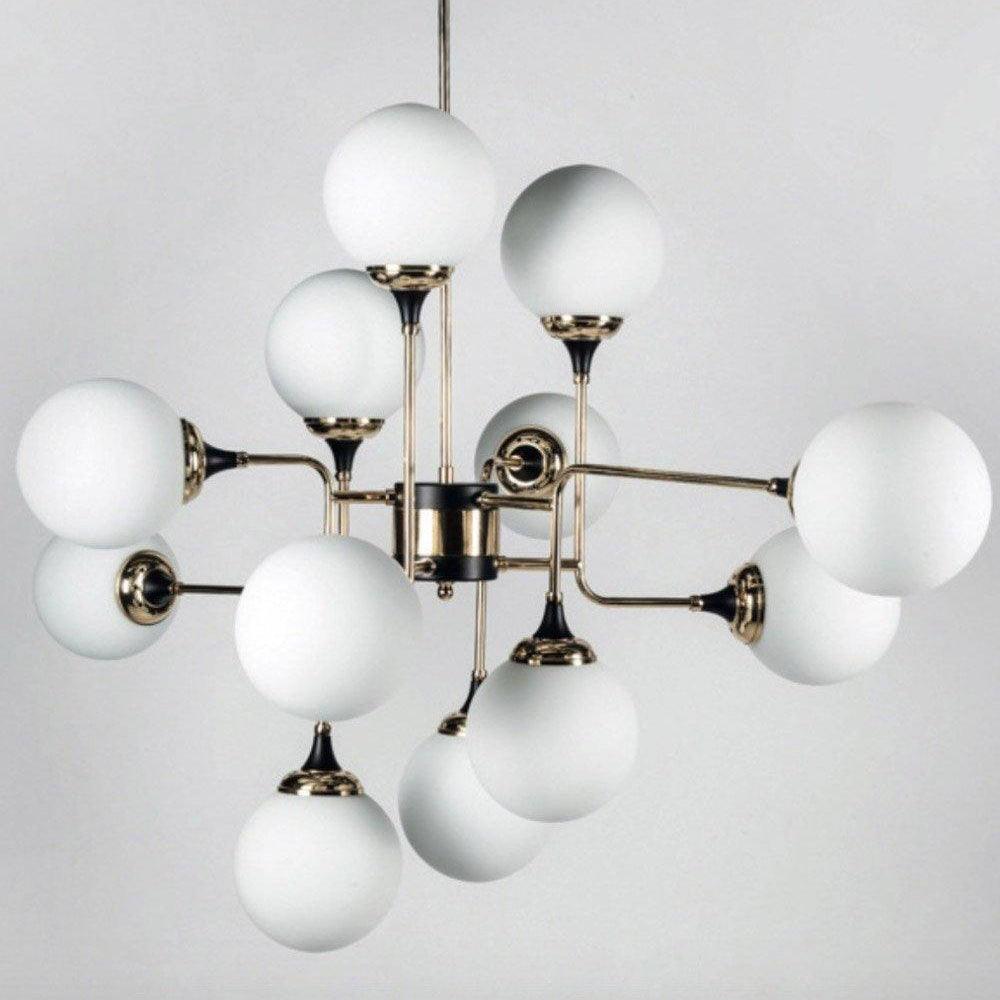 Lustra Lustre Stilnovo en Laiton Noir et Verre