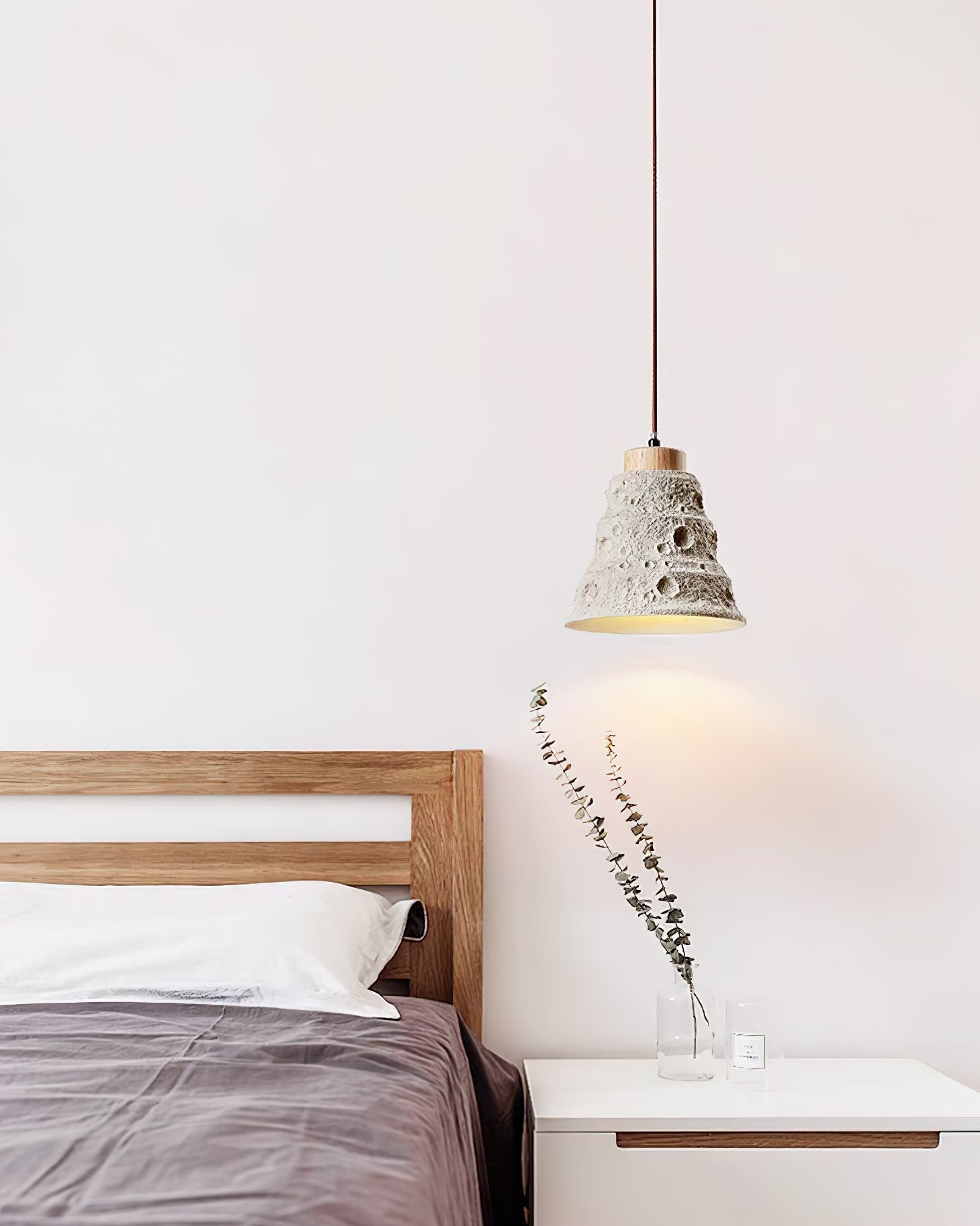 Ilphaeth Nordic Art Cloche Pierre Bois Pendentif Lumière