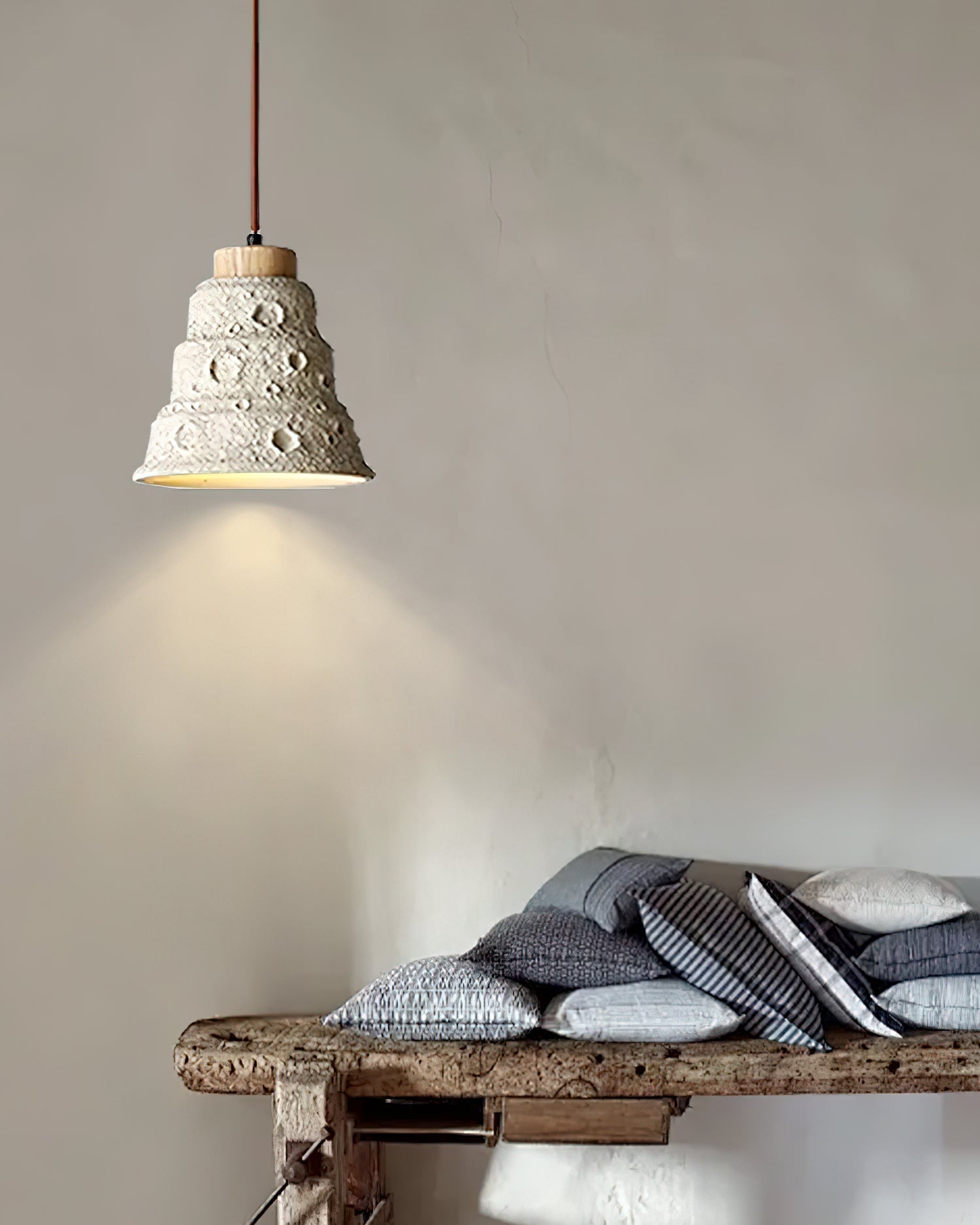 Ilphaeth Nordic Art Cloche Pierre Bois Pendentif Lumière