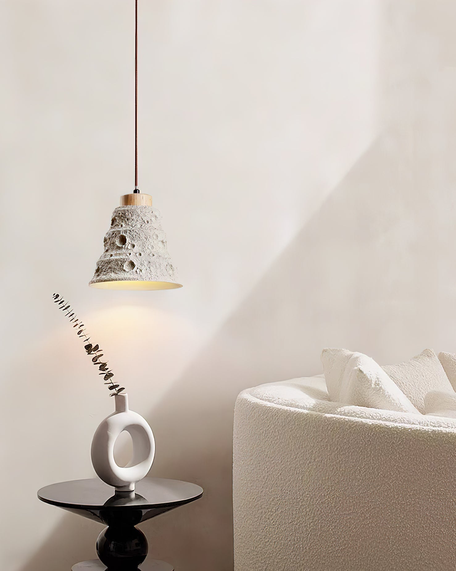 Ilphaeth Nordic Art Cloche Pierre Bois Pendentif Lumière