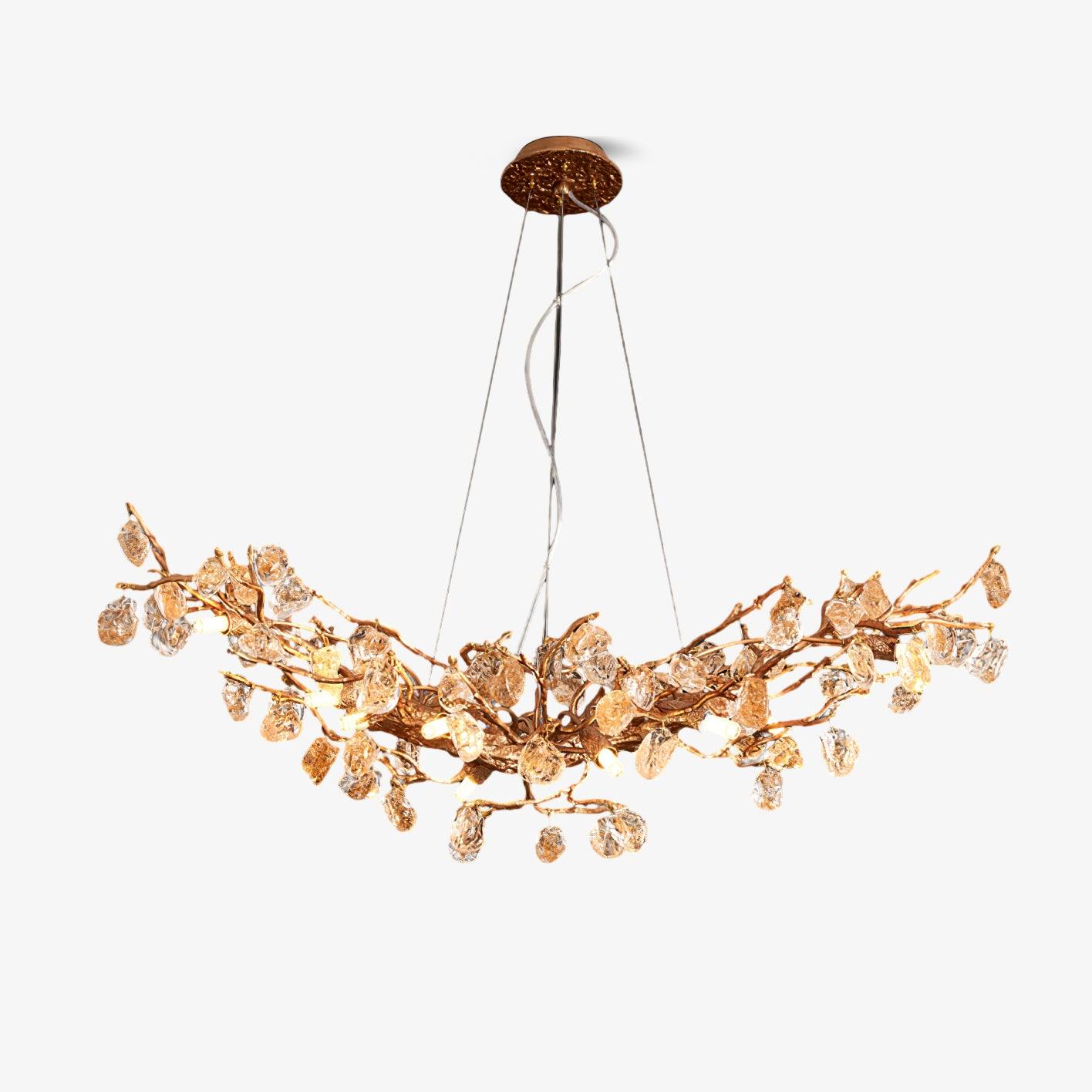 Arborea Lustre en Laiton à Branches et Cristaux