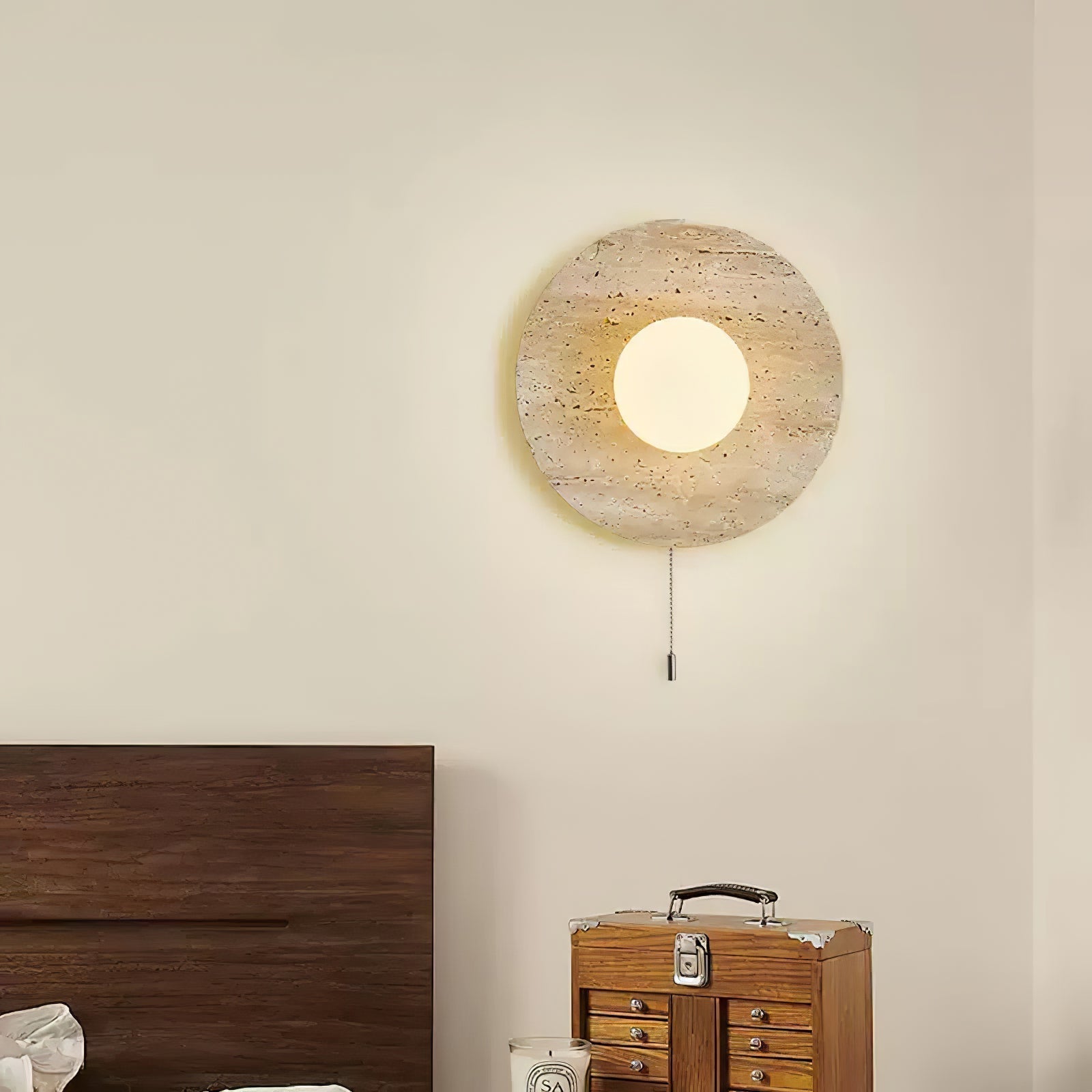Vephair Bol-Cadre Travertin Luminaire Mural