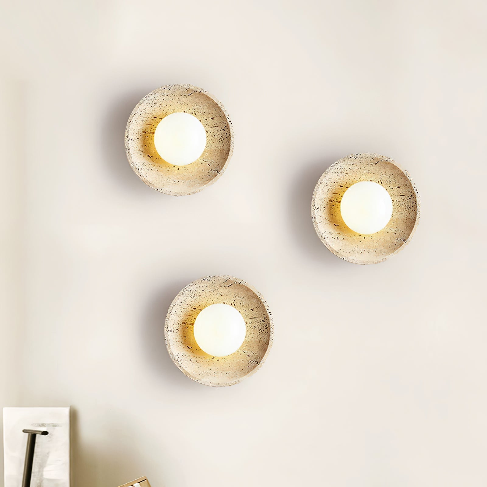 Vephair Bol-Cadre Travertin Luminaire Mural