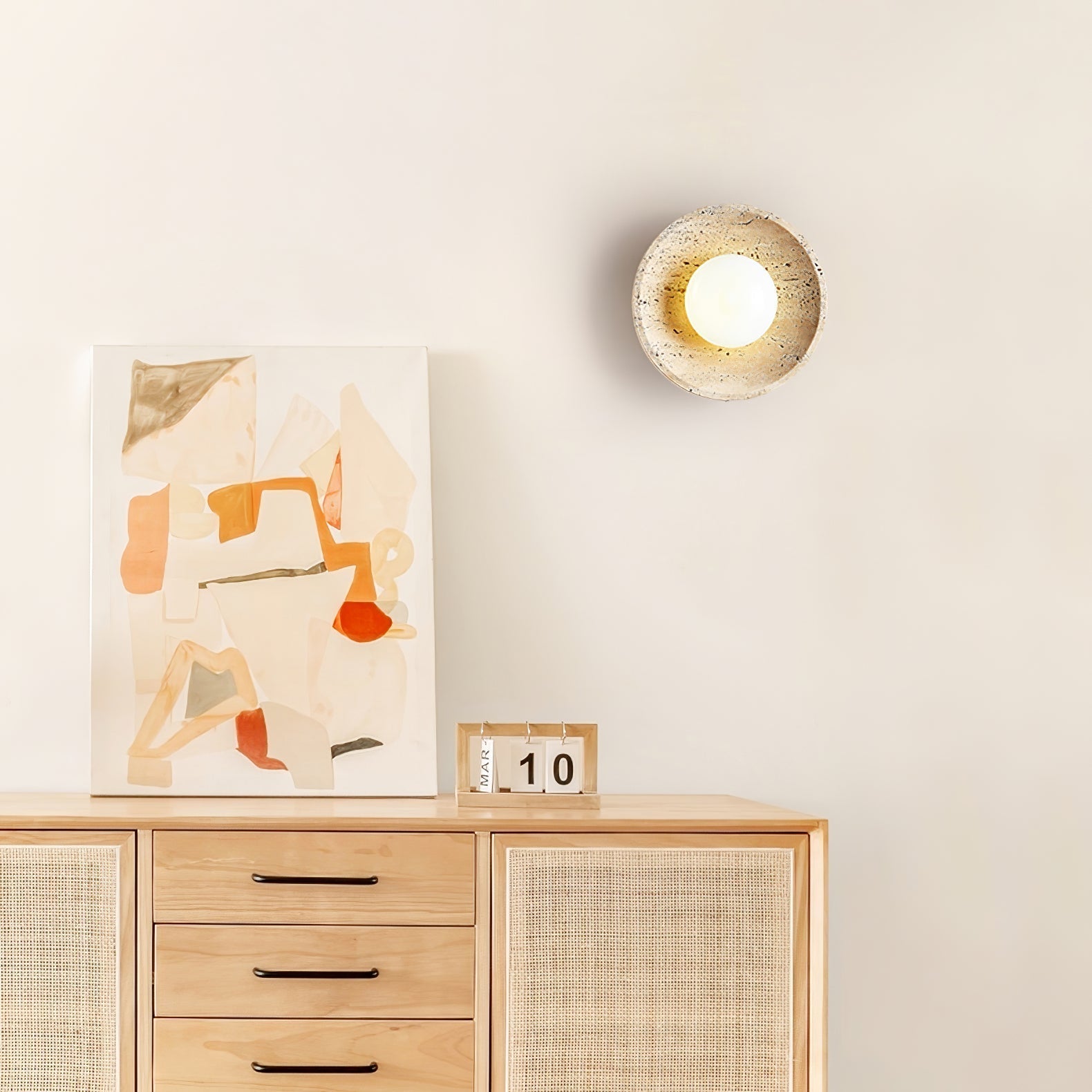 Vephair Bol-Cadre Travertin Luminaire Mural