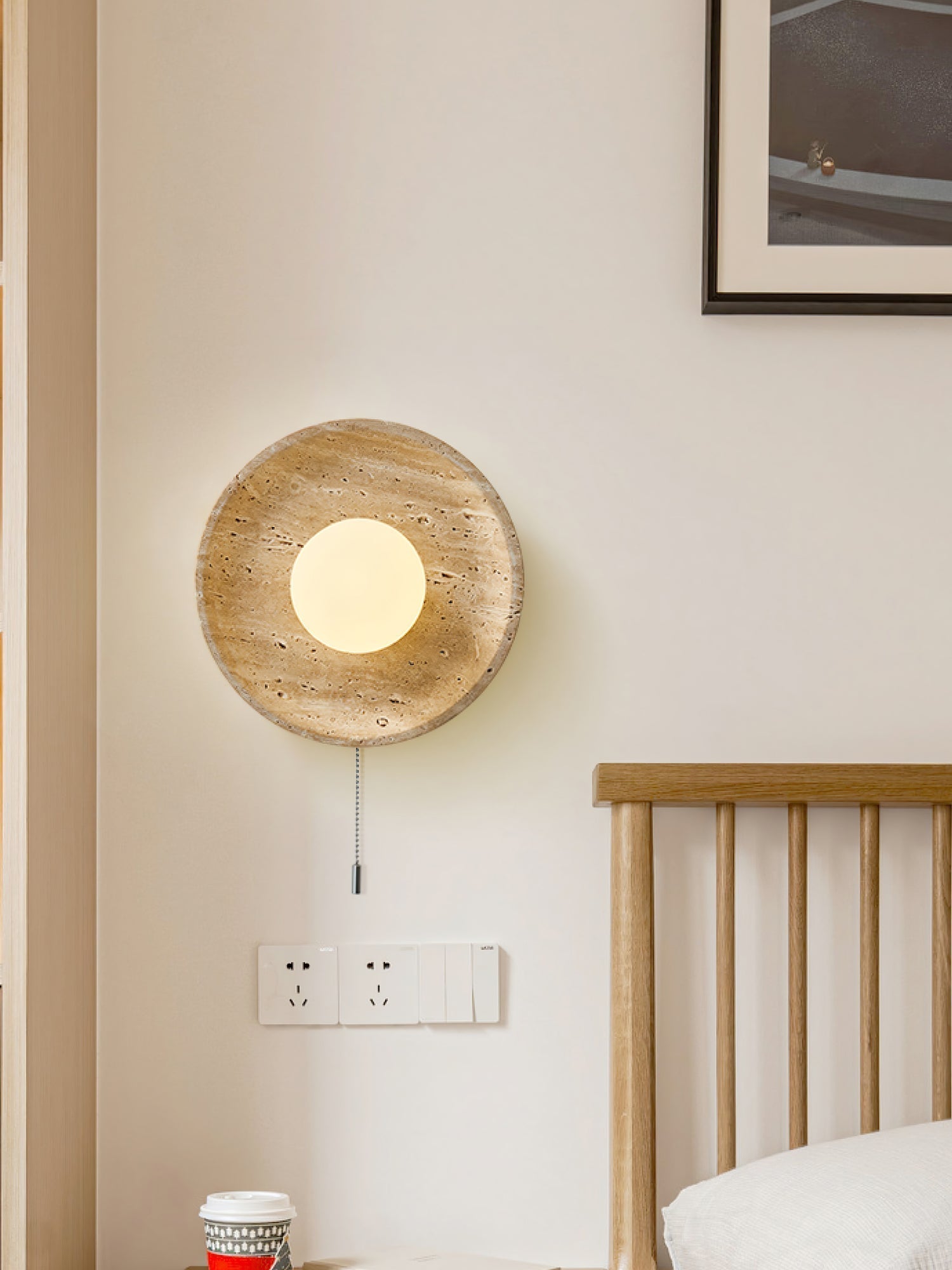 Vephair Bol-Cadre Travertin Luminaire Mural