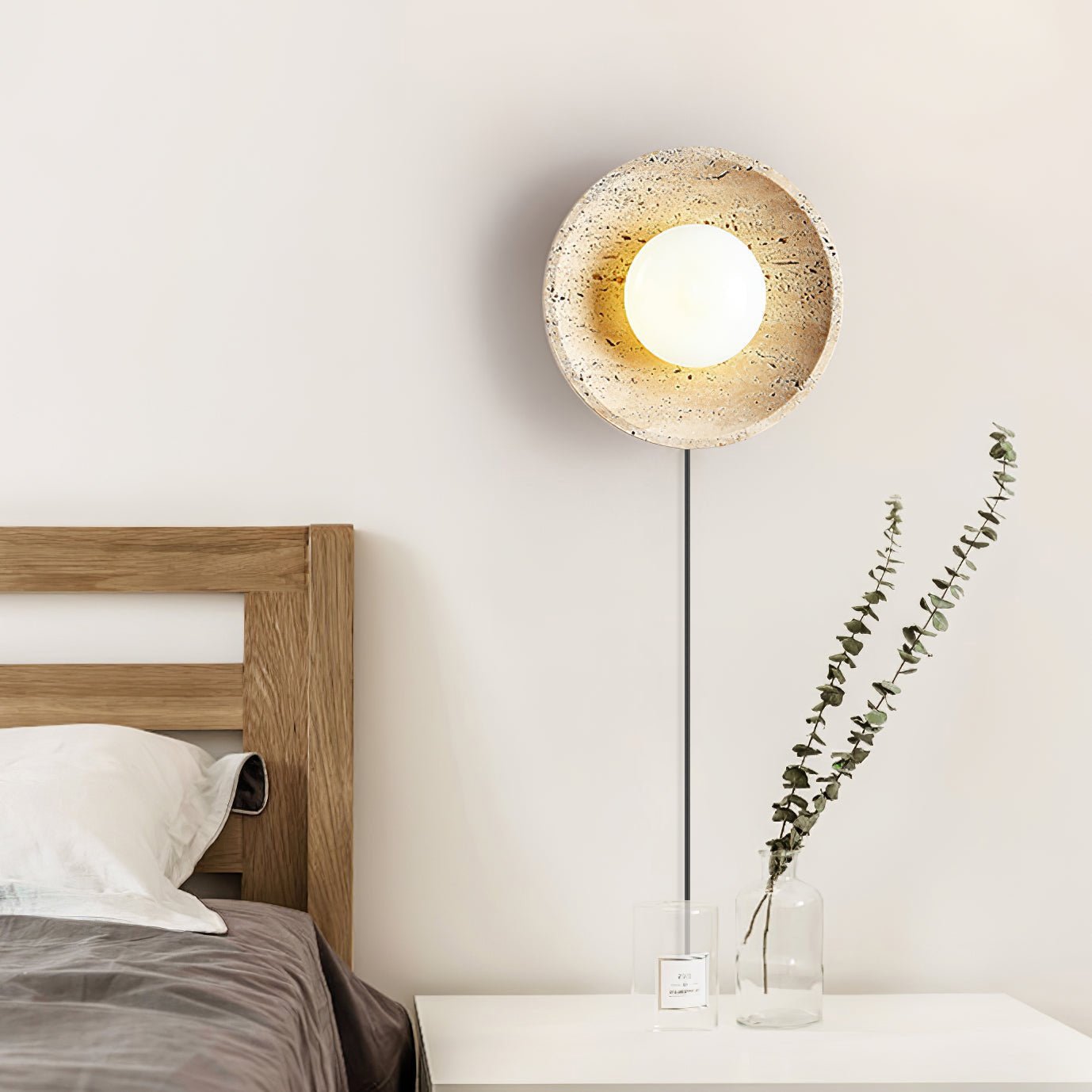 Cocarila Ring Shade Travertine Wall Light