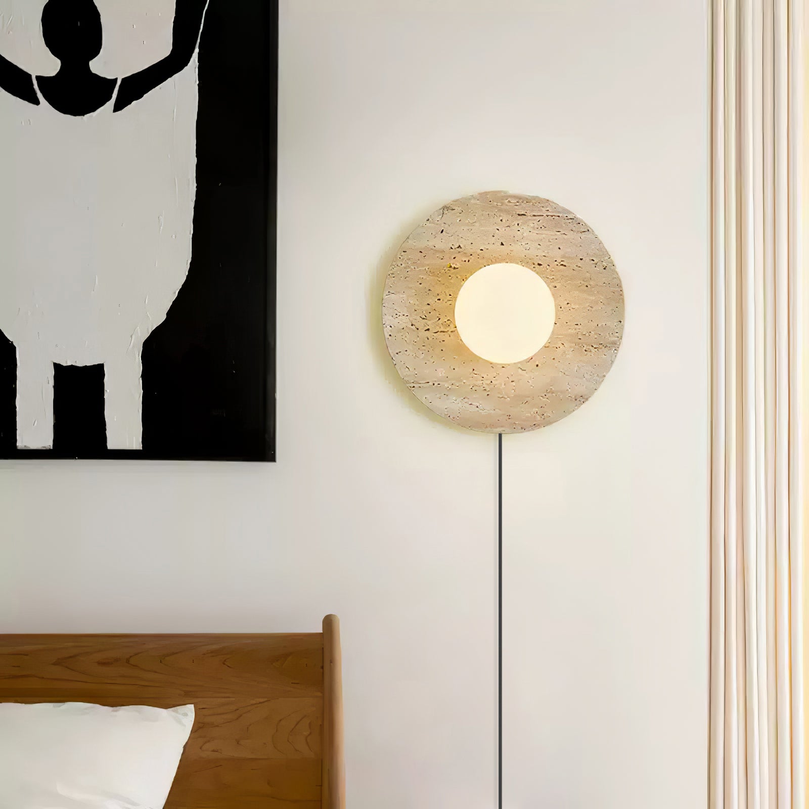 Cocarila Ring Shade Travertine Wall Light