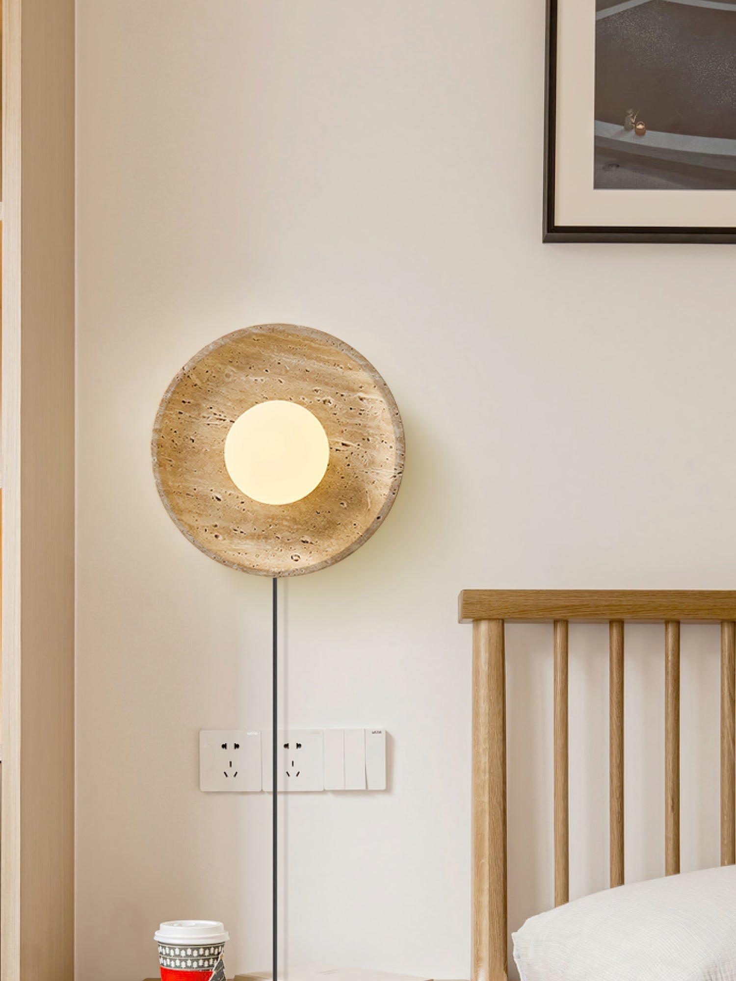 Cocarila Ring Shade Travertine Wall Light