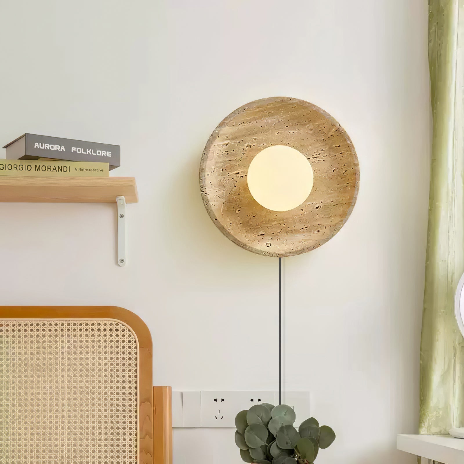 Cocarila Ring Shade Travertine Wall Light