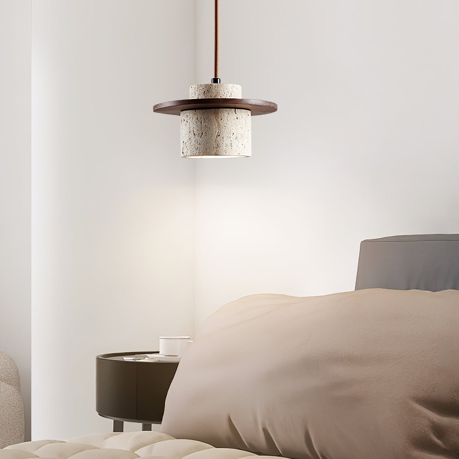 Elvaria Suspension Cylindre Disque en Travertin