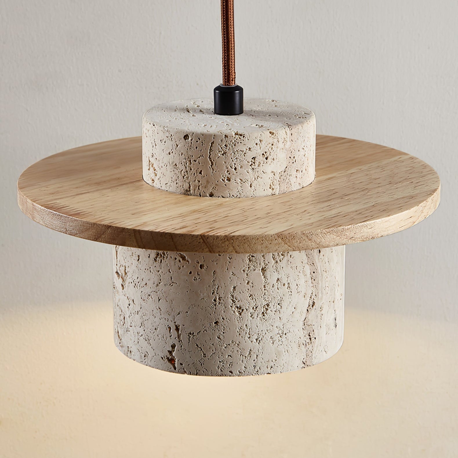 Elvaria Suspension Cylindre Disque en Travertin