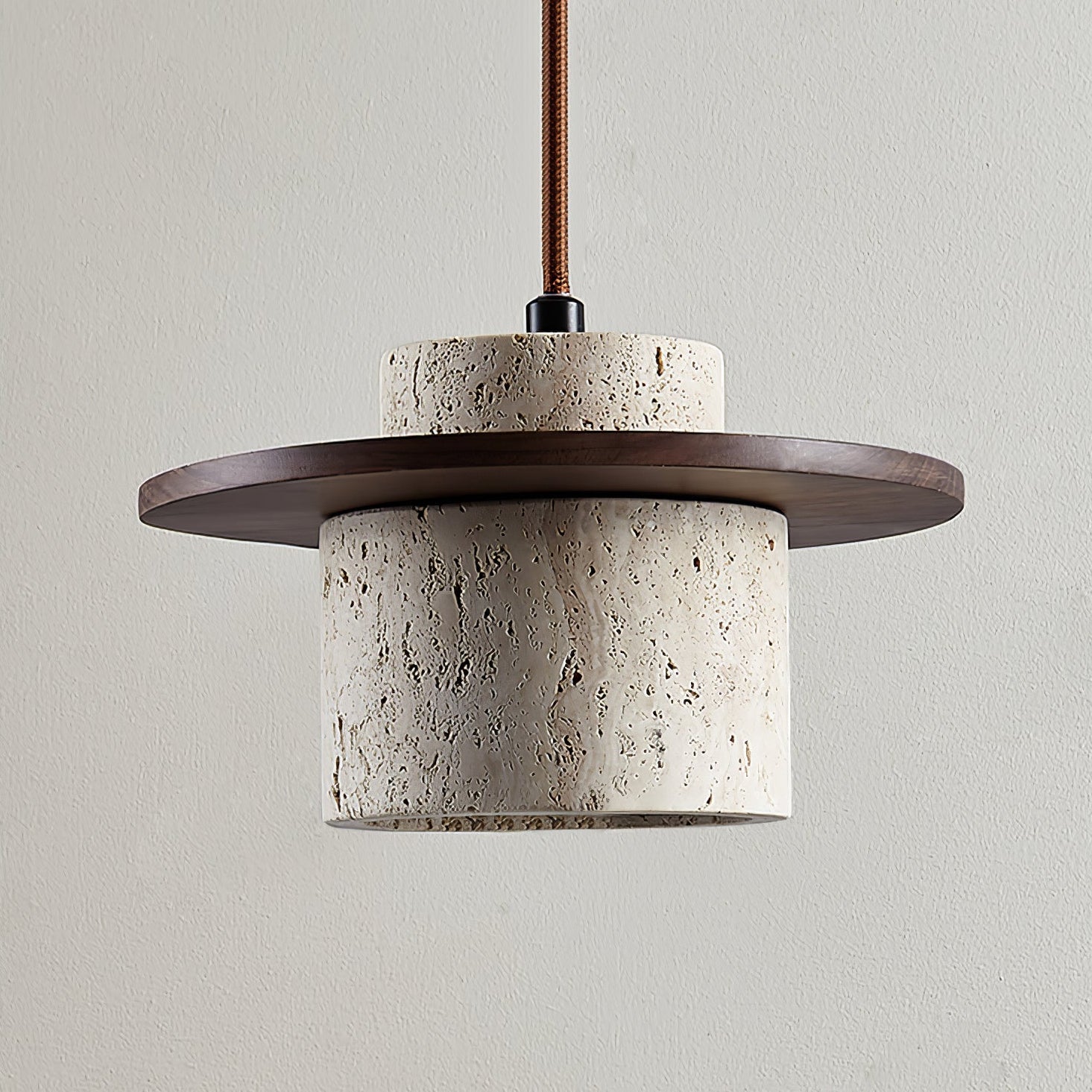 Elvaria Suspension Cylindre Disque en Travertin