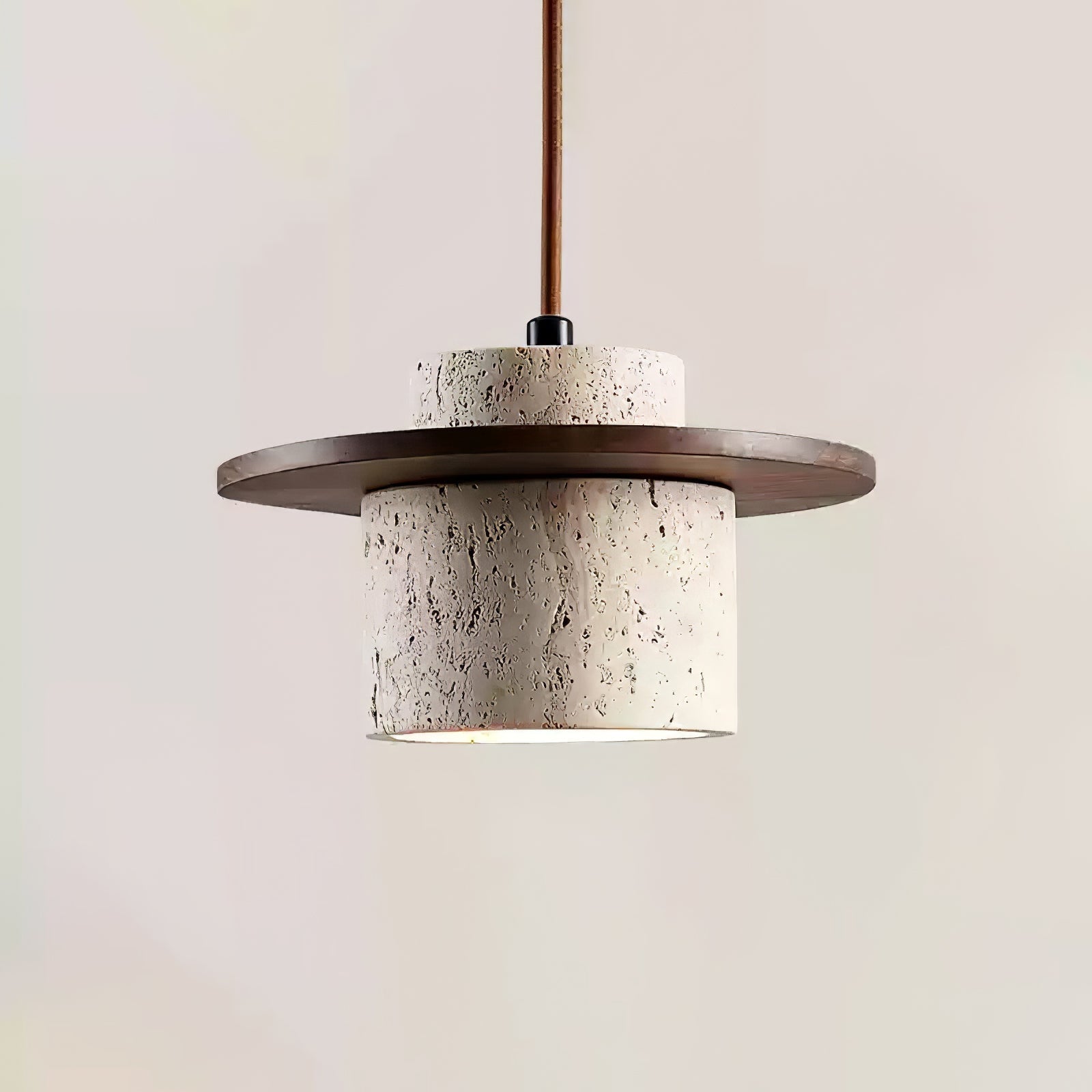 Elvaria Suspension Cylindre Disque en Travertin